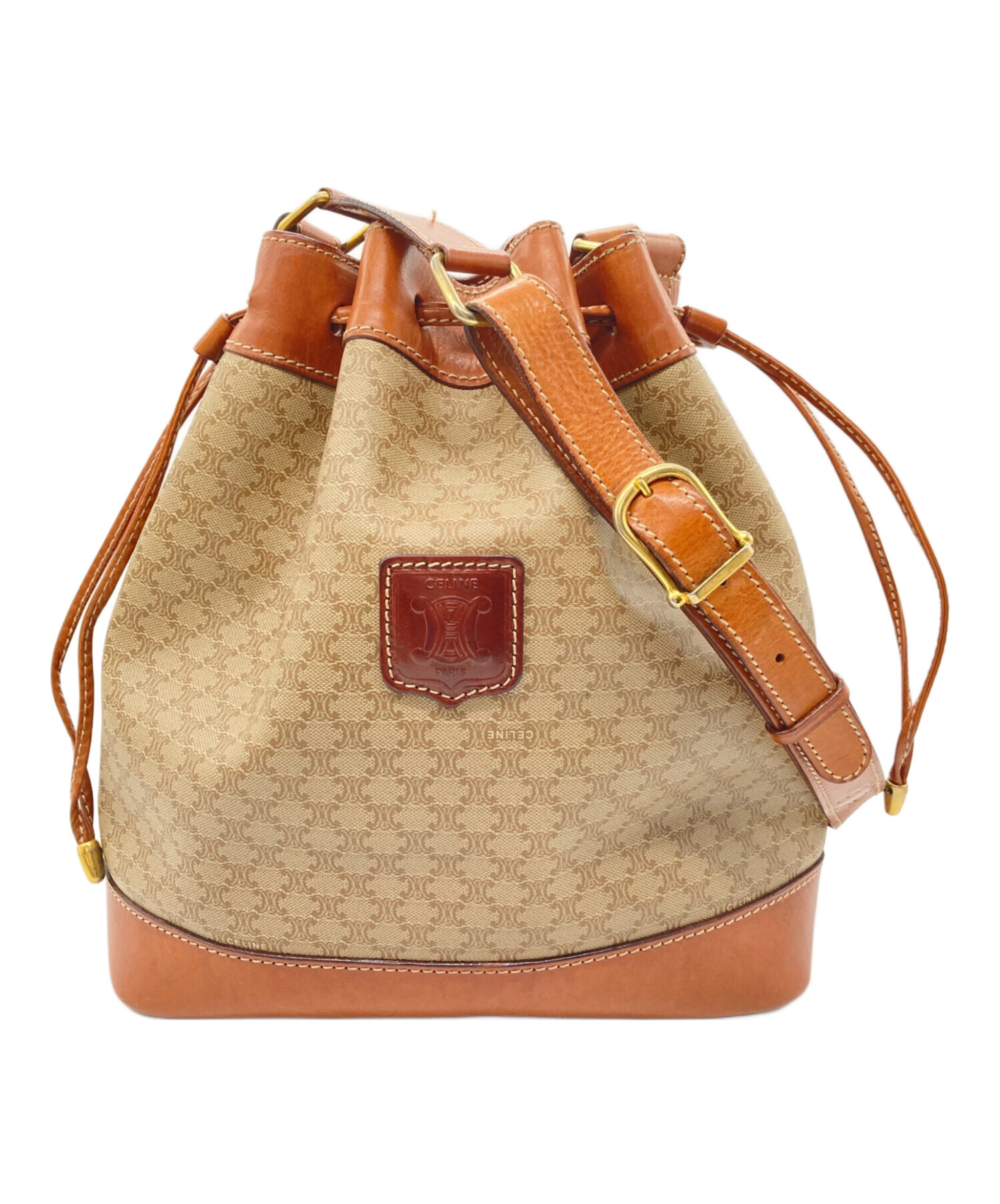 中古・古着通販】CELINE (セリーヌ) 巾着ショルダーバッグ ベージュ