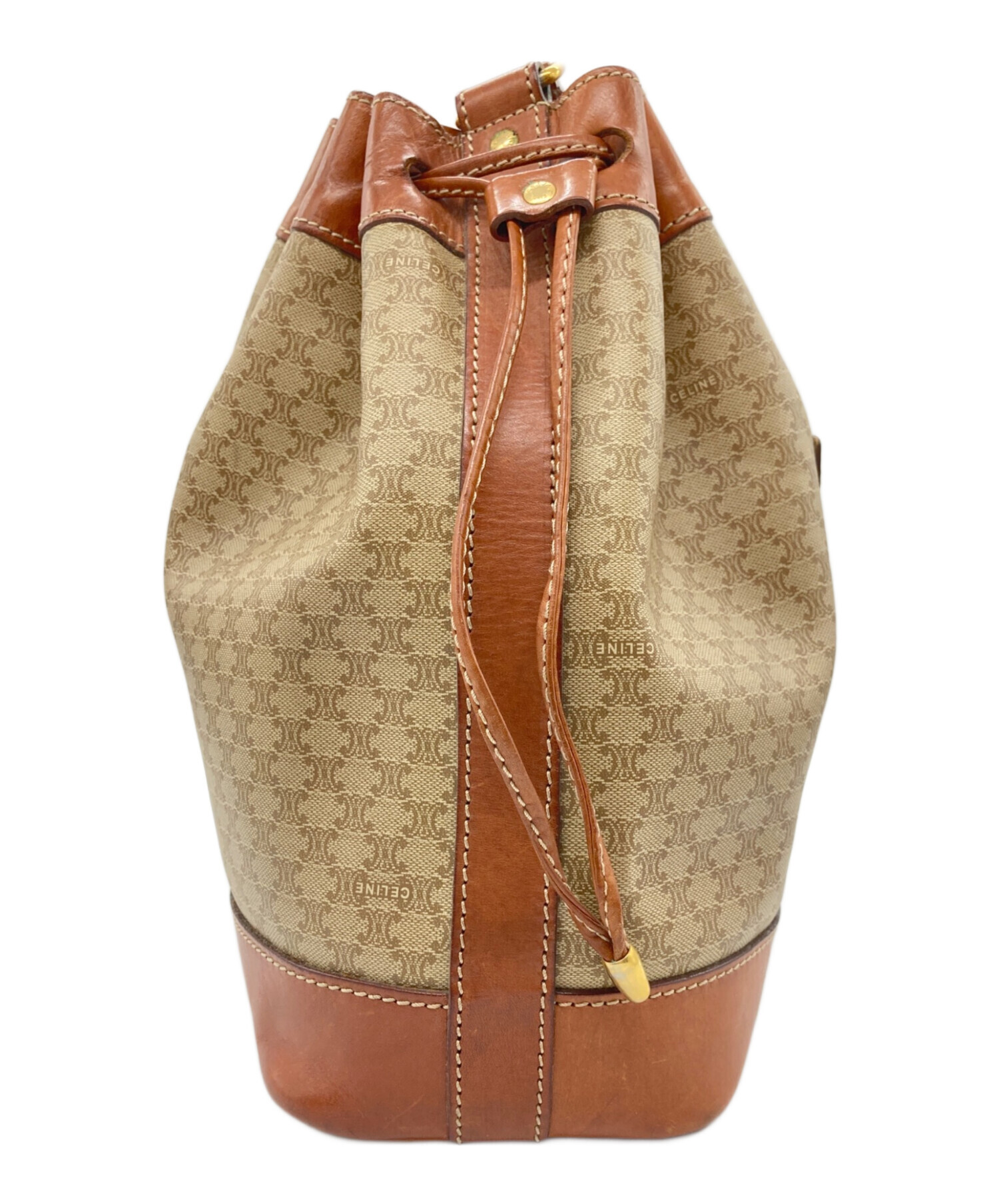 中古・古着通販】CELINE (セリーヌ) 巾着ショルダーバッグ ベージュ