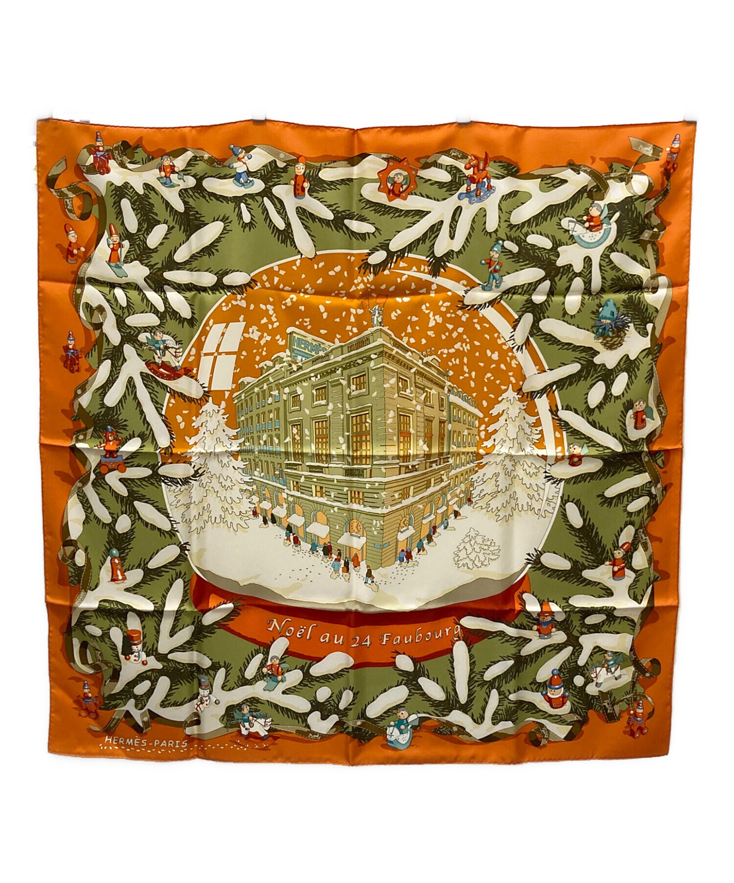 中古・古着通販】HERMES (エルメス) シルクスカーフ オレンジ 未使用品