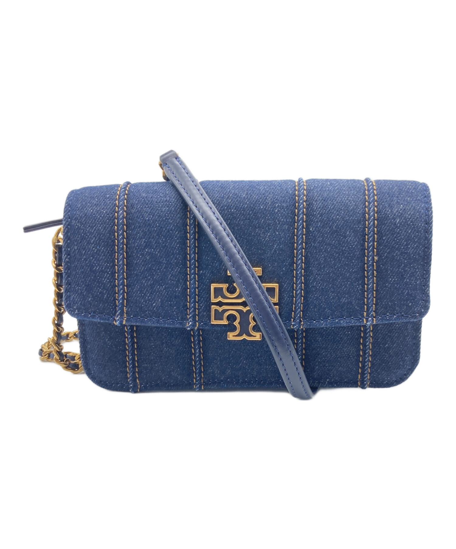 再値下げ！！トリーバーチ　チェーンウォレット　ショルダー 中古・古着通販】TORY BURCH (トリーバーチ) デニムチェーンウォレット