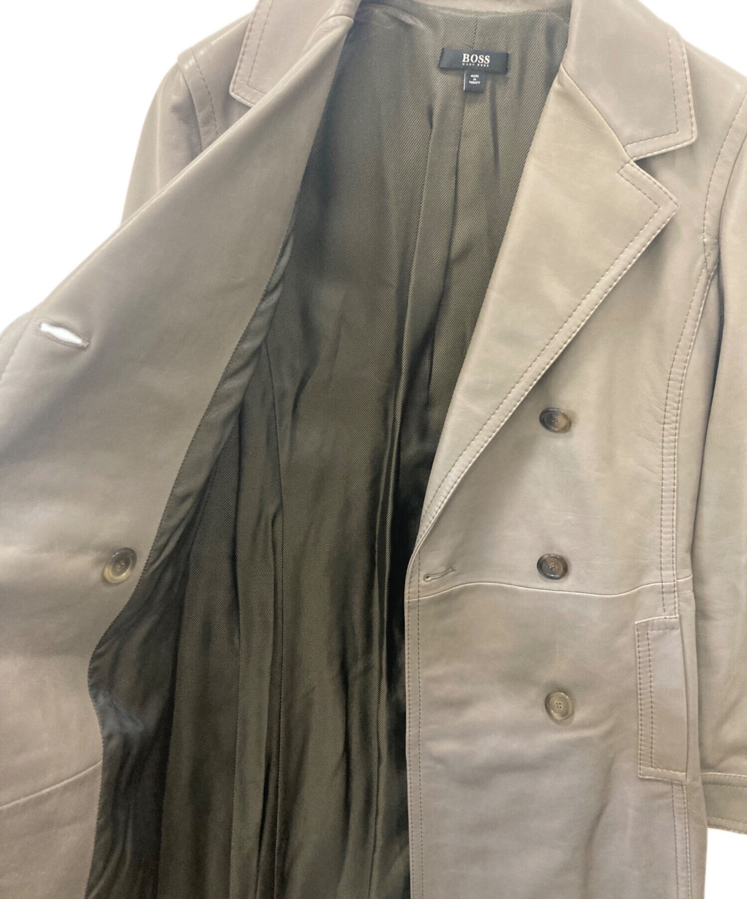 中古・古着通販】BOSS HUGO BOSS (ボス ヒューゴボス) レザーコート 
