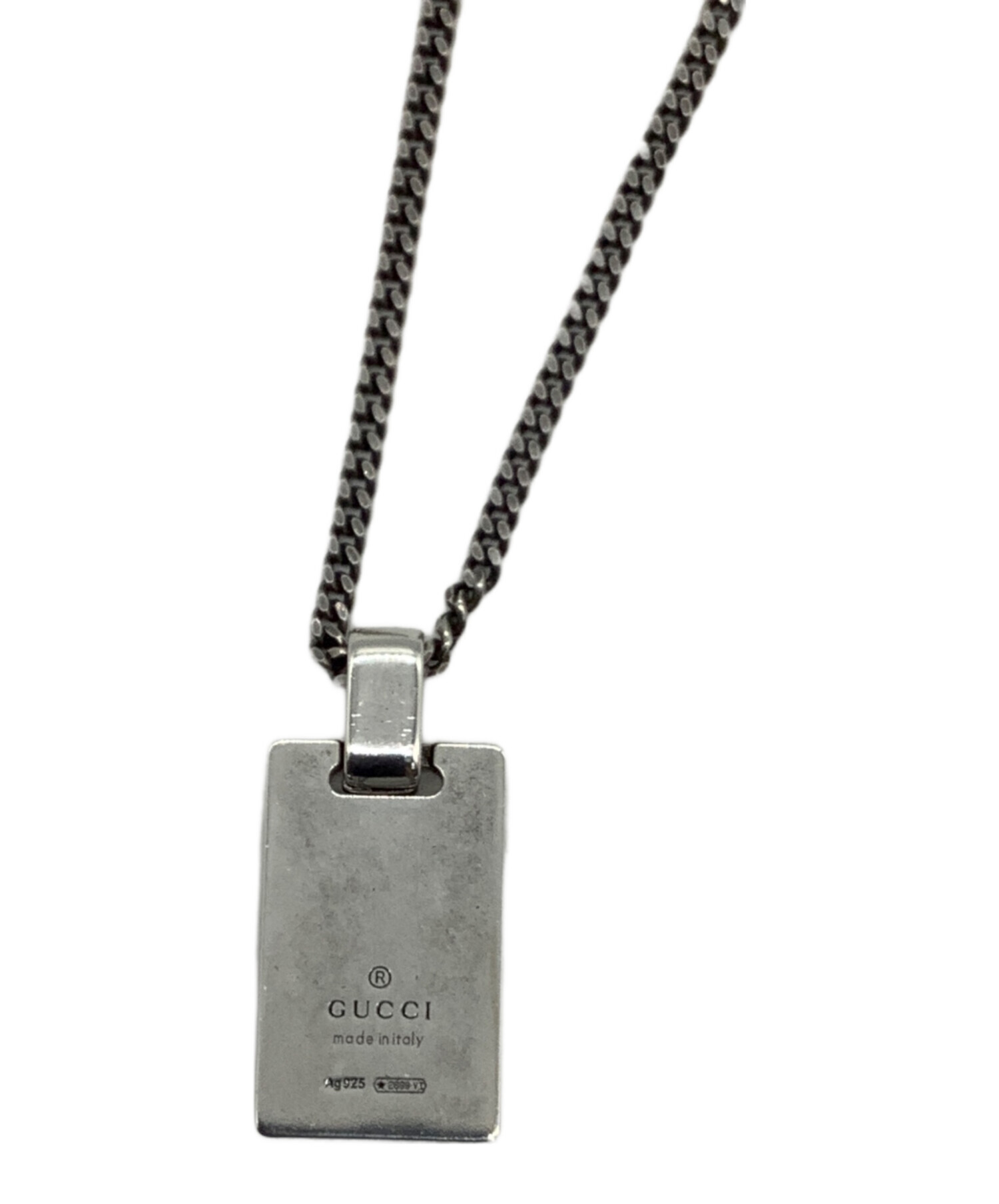 GUCCI グッチ スクエアプレート ネックレス Ag925  GUCCI(グッチ) ⁄ スクエアプレートネックレス_AG925_シルバー⁄--⁄SLV