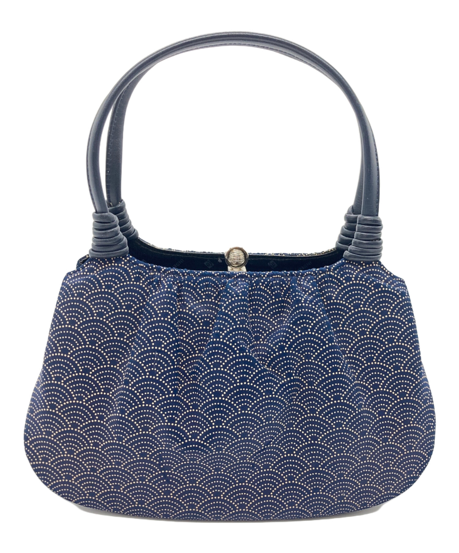 【未使用】印傳屋 インデンヤ・ハンドバッグ 中古・古着通販】印傳屋 (インデンヤ) ハンドバッグ ネイビー