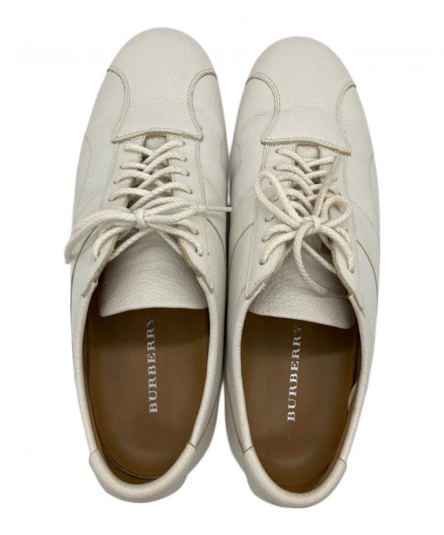 中古・古着通販】BURBERRY (バーバリー) レザースニーカー ホワイト