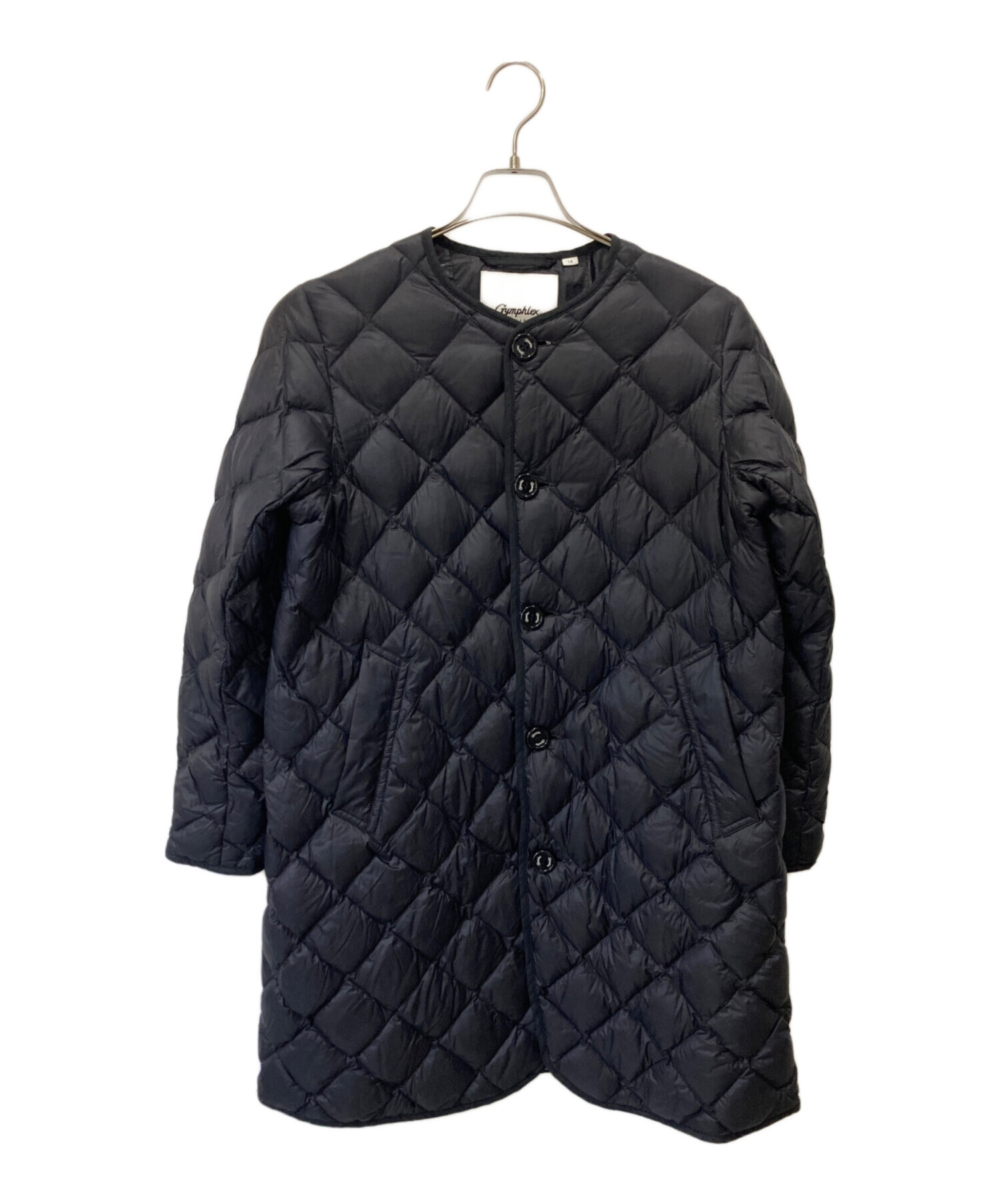 美品♪ ジムフレックス　キルティングダウン　ロング　ブラック　黒　ゆったり14 Gymphlex ジムフレックス キルティング ダウンコート 黒 ブラック