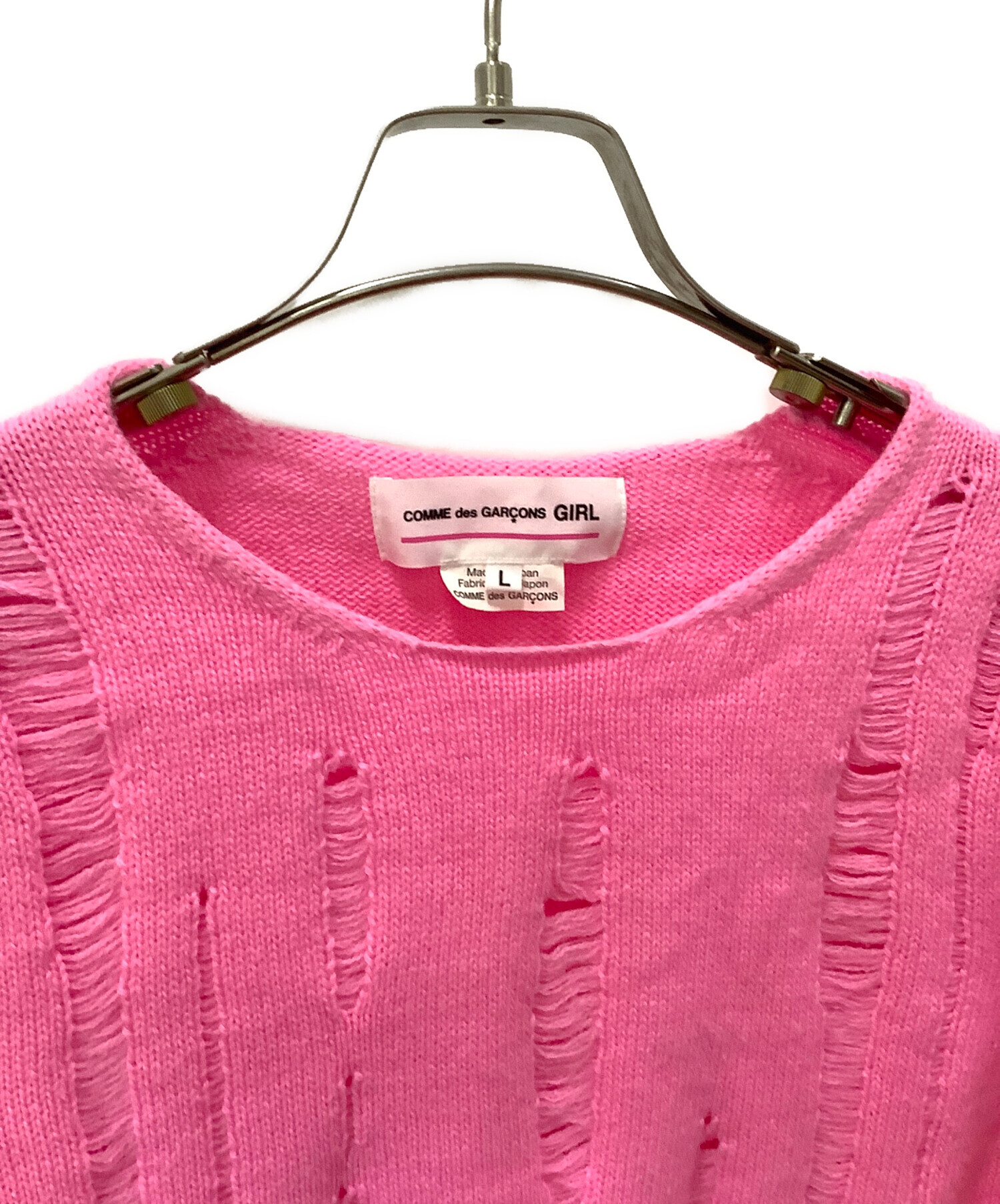 25SS コムデギャルソンガール　ピンクリボンニット COMME des GARCONS GIRL コムデギャルソンガール 23AW リボン刺繍