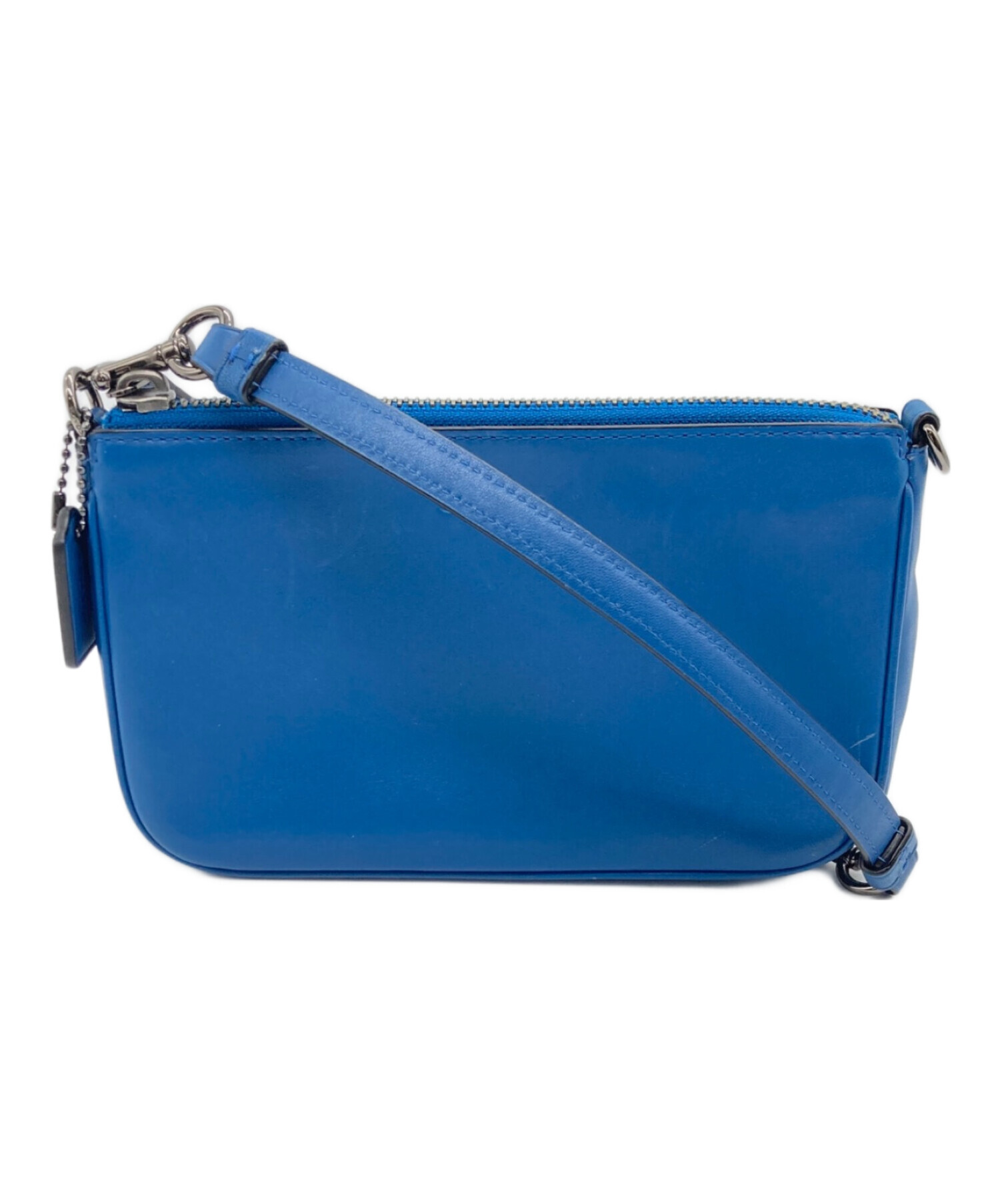 希少カラー✨coach アクセサリーポーチ シグネチャー 青 ブルー 中古・古着通販】COACH (コーチ) アクセサリーポーチ ブルー｜ブランド