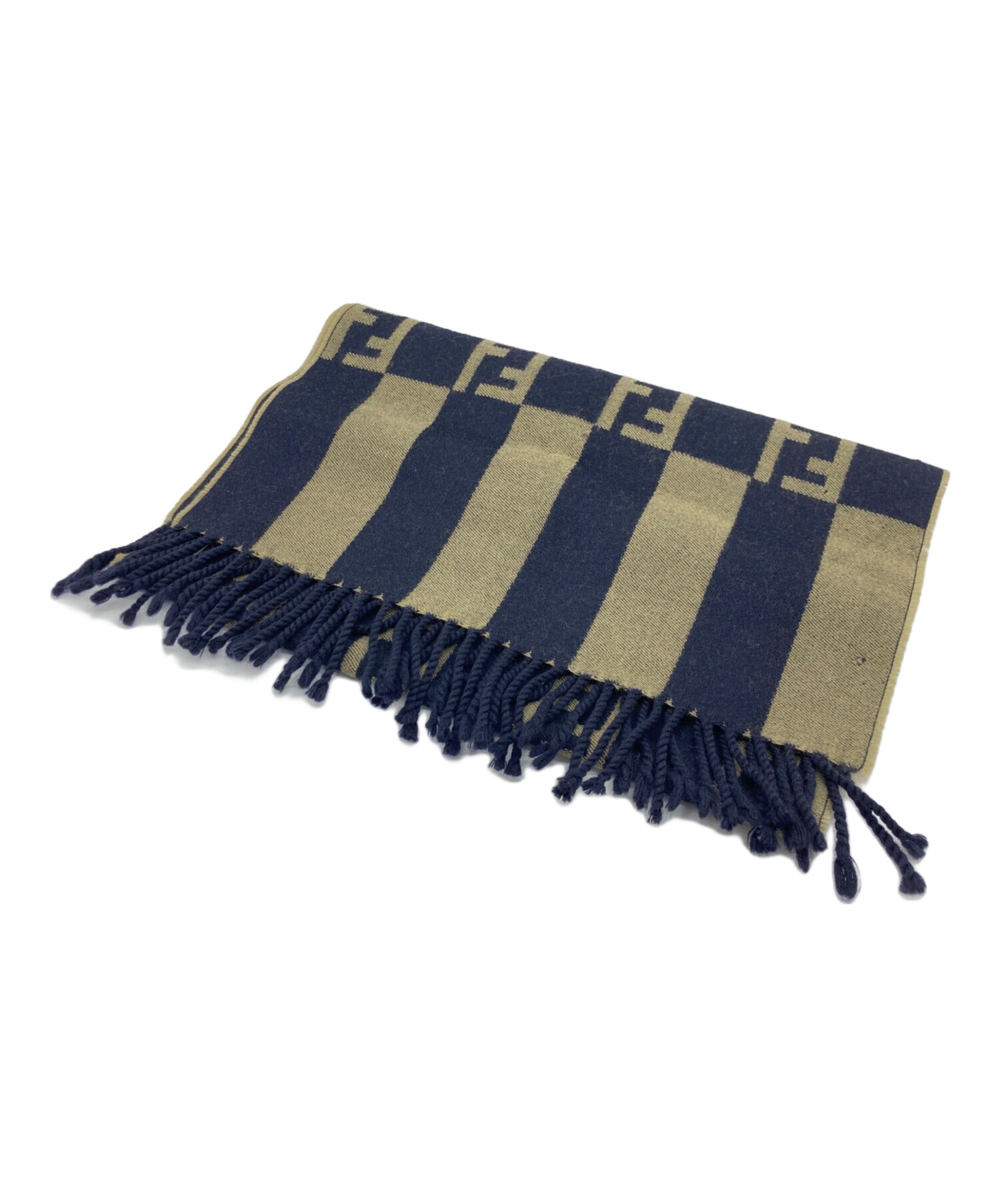 中古・古着通販】FENDI (フェンディ) マフラー カーキ×ネイビー