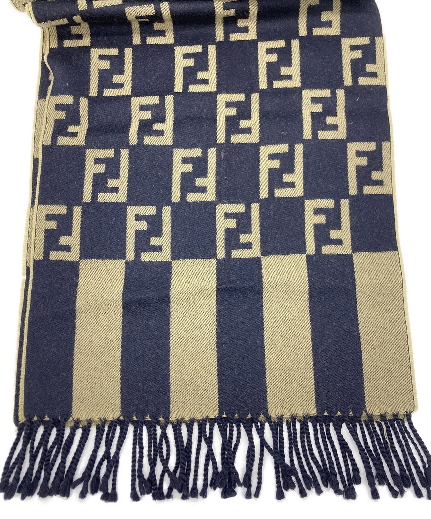 中古・古着通販】FENDI (フェンディ) マフラー カーキ×ネイビー