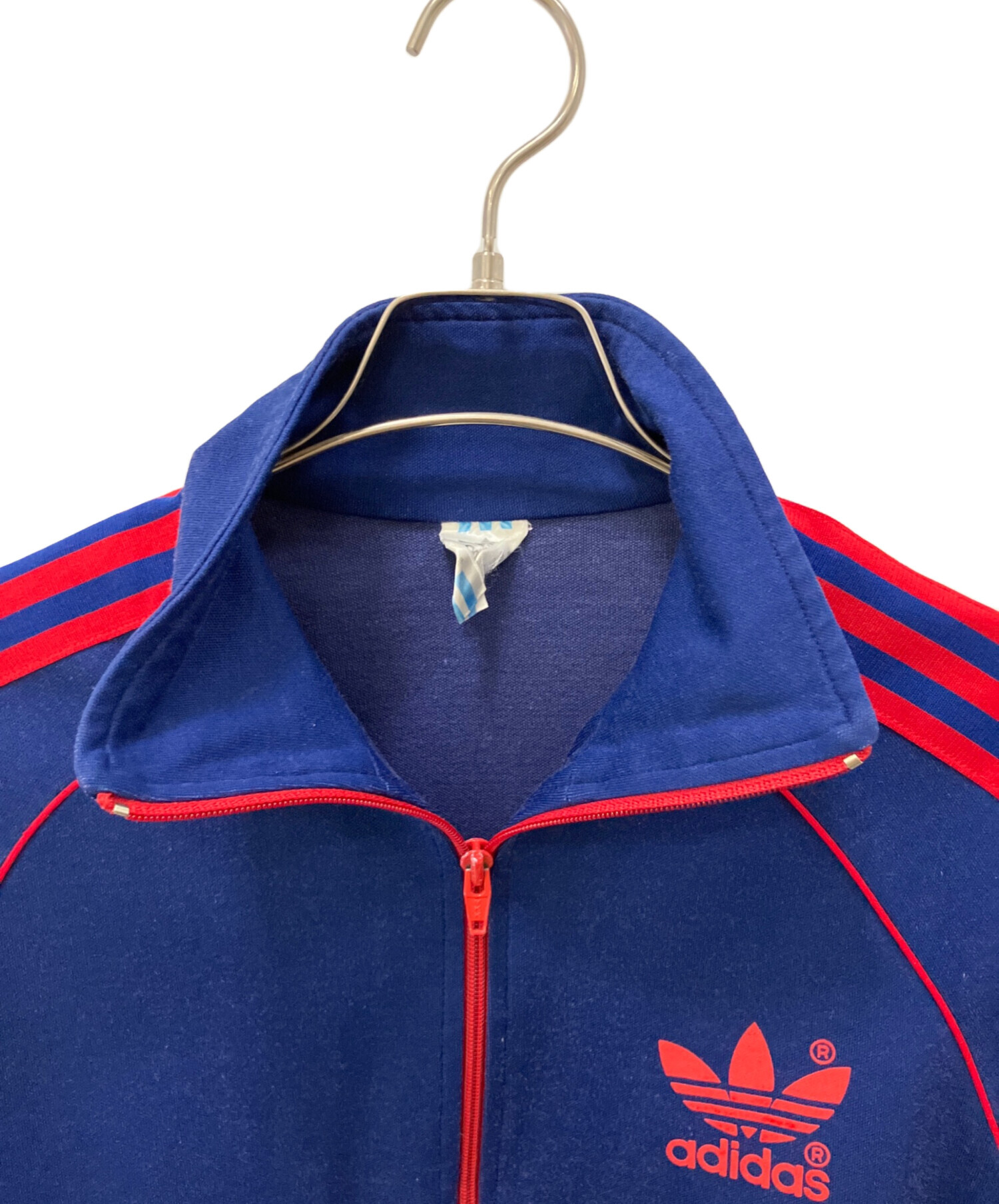 adidasトラックジャケットレトロマルチカラーブルー青赤ジャージハイネック古着 中古・古着通販】adidas (アディダス) トラックジャケット ブルー