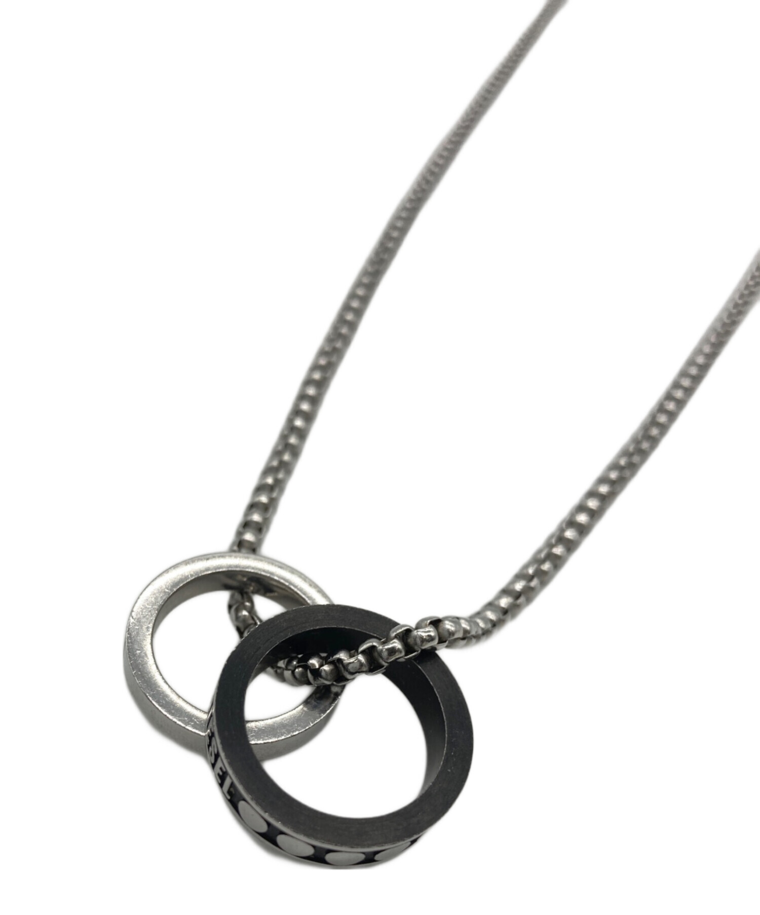 ディーゼル　ネックレス　ダブルリング　メンズレディース　DIESEL 中古・古着通販】DIESEL (ディーゼル) ダブルリングネックレス