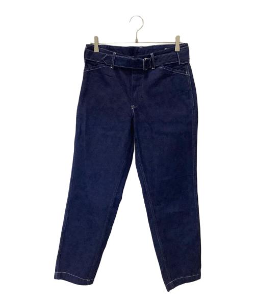 コモリ 美品 21AW デニムベルテッドパンツ サルエル 2 M ブルー メンズ 中古・古着通販】COMOLI (コモリ) ベルテッドデニムパンツ インディゴ