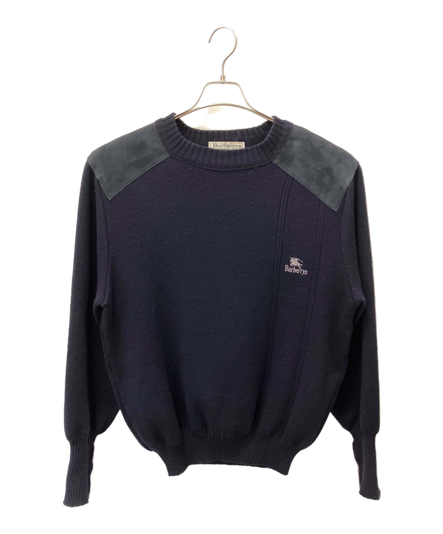 BURBERRY ネイビー エルボーパッチ セーター Lサイズ 中古・古着通販】Burberry's (バーバリー) エルボーパッチニット
