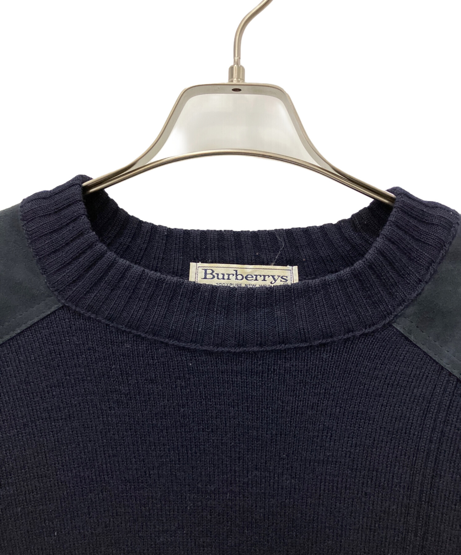 BURBERRY ネイビー エルボーパッチ セーター Lサイズ 中古・古着通販】Burberry's (バーバリー) エルボーパッチニット