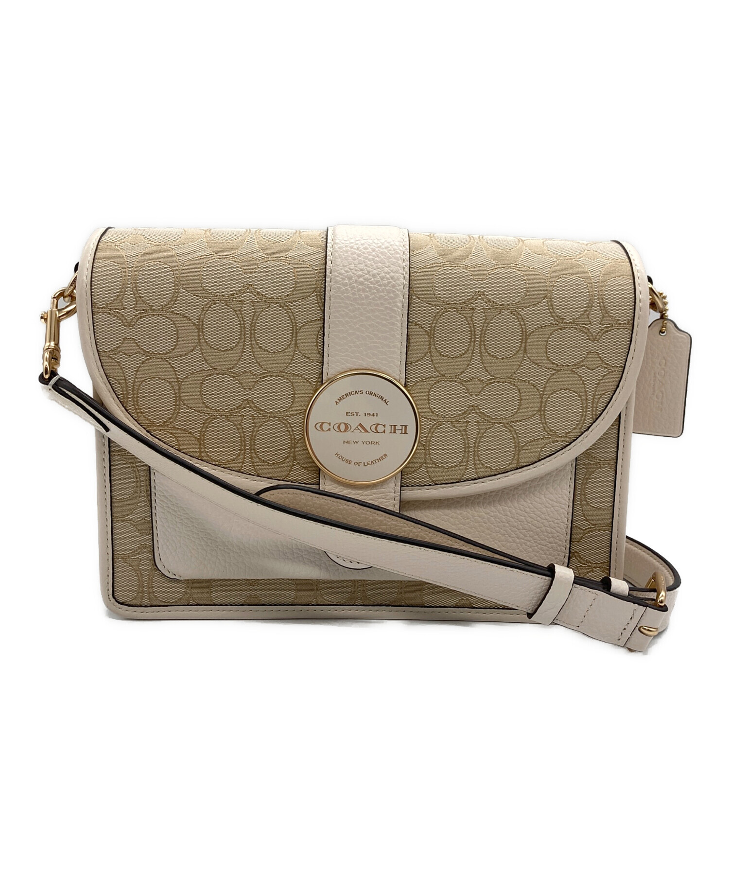 中古・古着通販】COACH (コーチ) ショルダーバッグ ベージュ×ホワイト