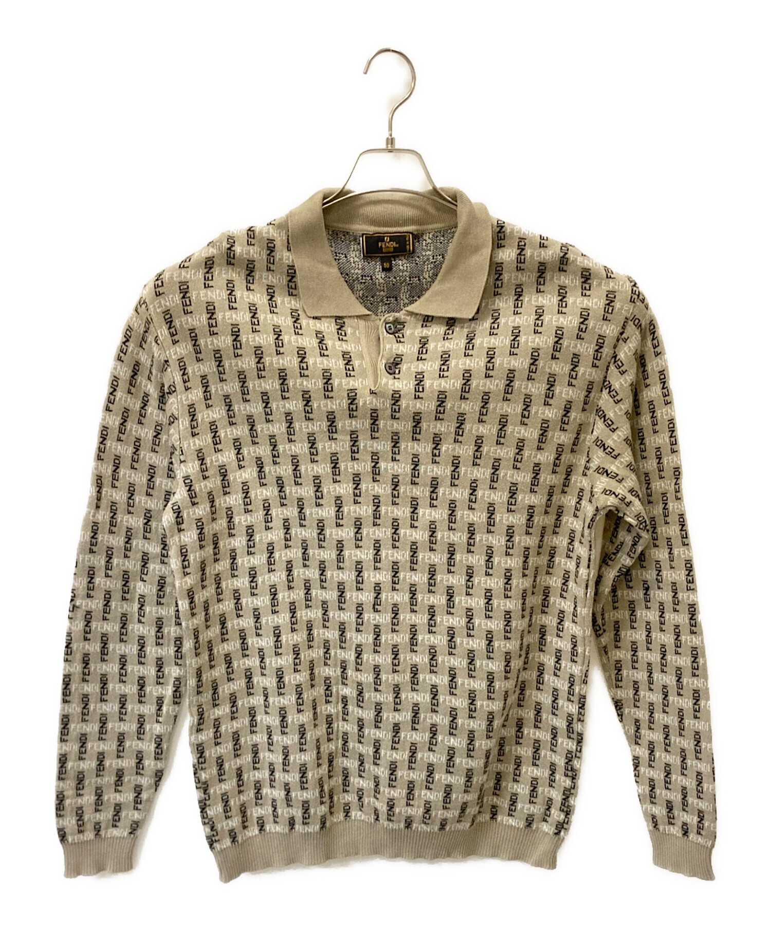 中古・古着通販】FENDI (フェンディ) 薄手ニット ベージュ サイズ:50 