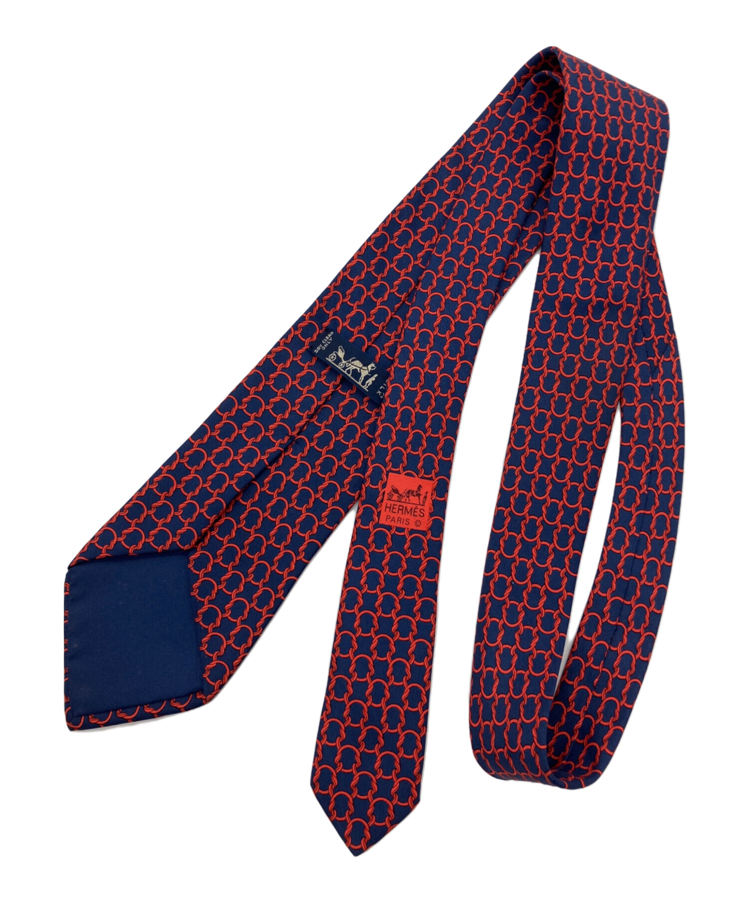 中古・古着通販】HERMES (エルメス) ネクタイ レッド×ネイビー サイズ
