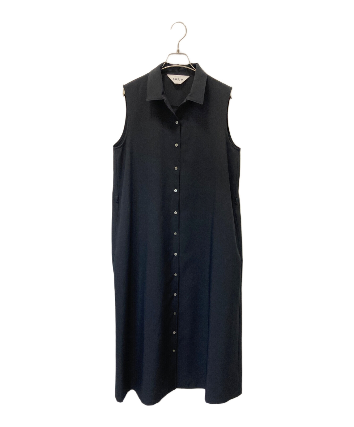 ソージュ　ソフトオックスノースリーブワンピース　ネイビー　M 中古・古着通販】SOEJU (ソージュ) ソフトオックスノースリーブ