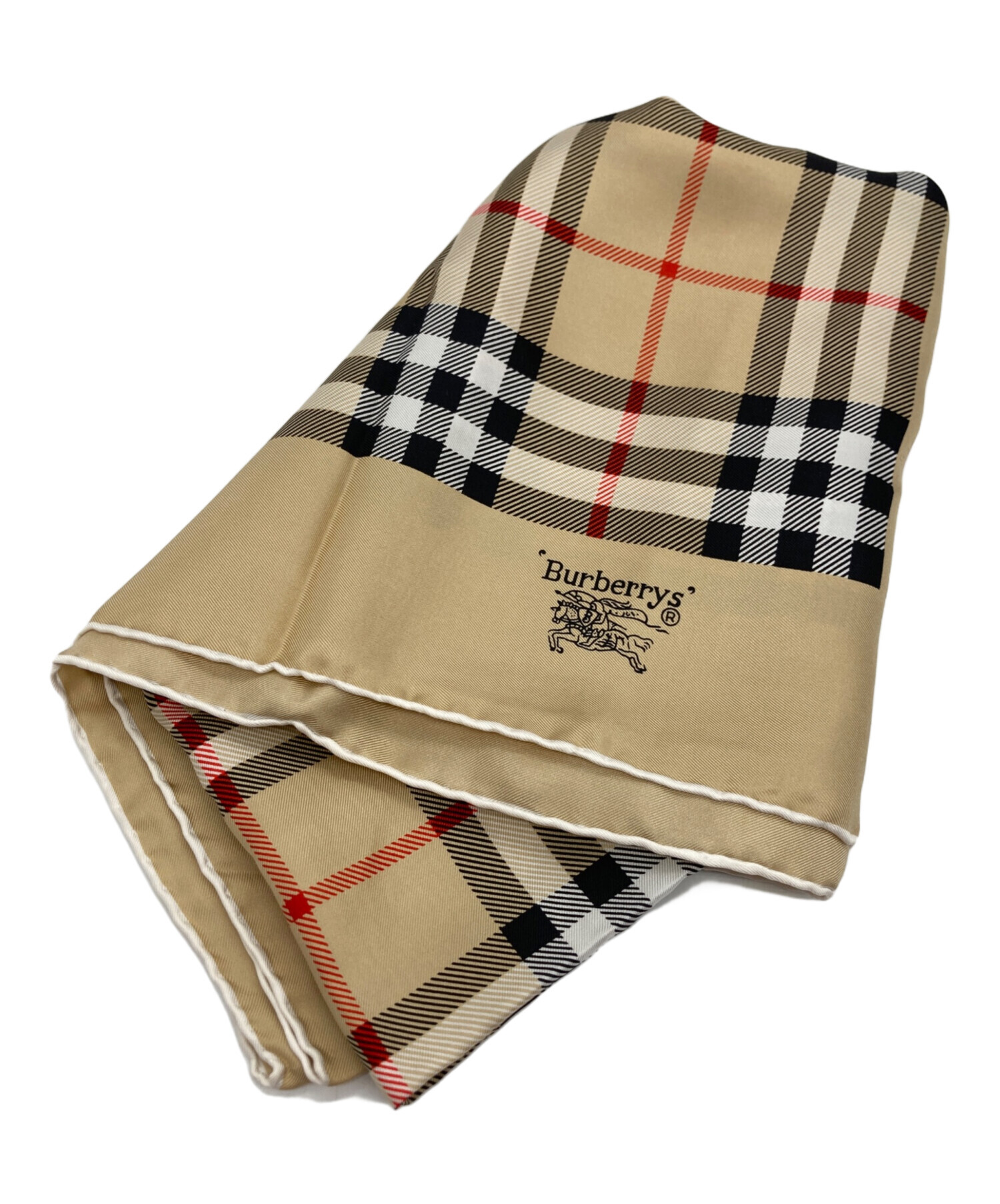 BURBERRY バーバリー シルク スカーフ ベージュ A-10423 中古・古着通販】Burberry's (バーバリー) シルクスカーフ ベージュ