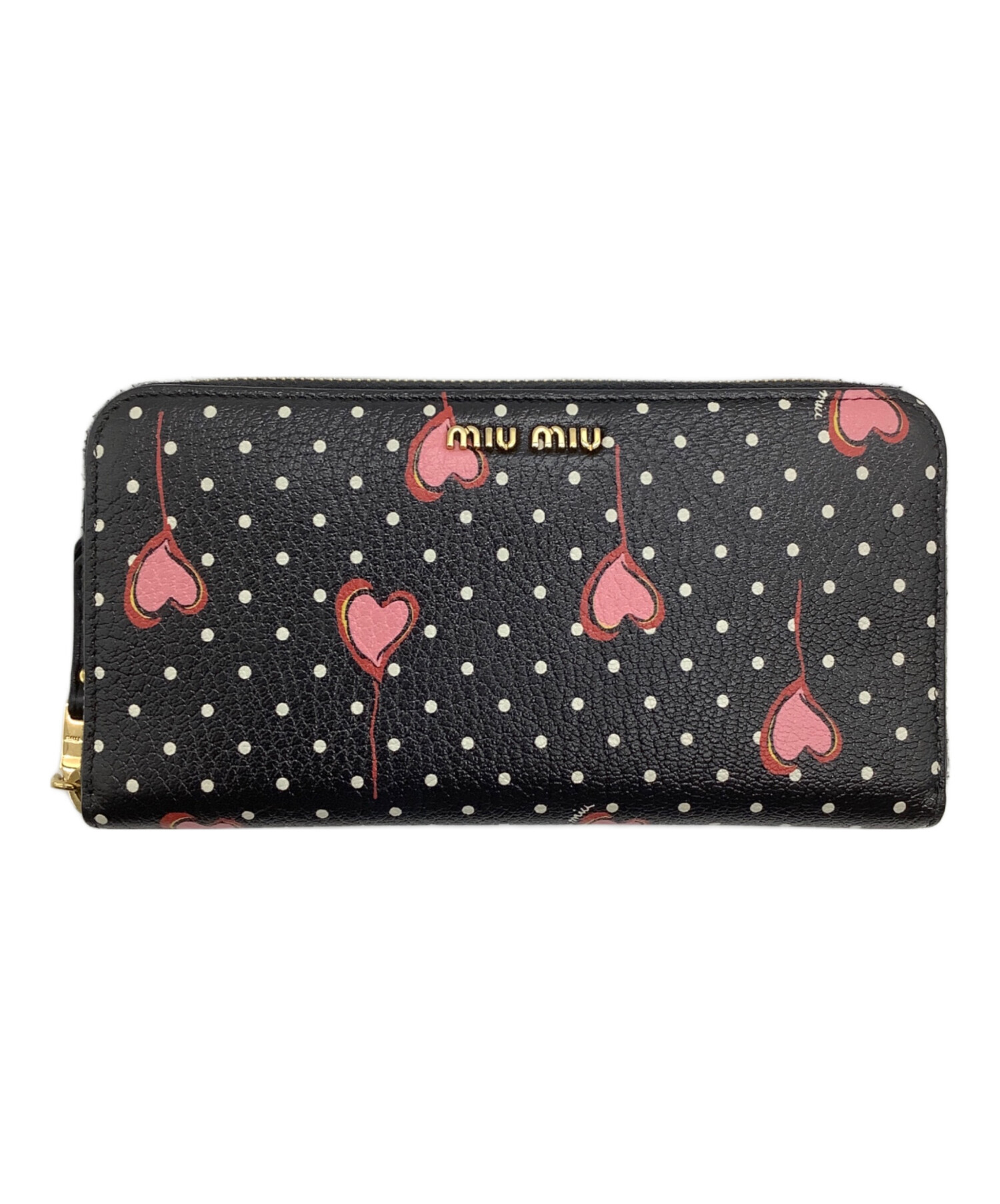 miu miu スタッズ装飾 長財布 中古・古着通販】MIU MIU (ミュウミュウ) 長財布 ブラック｜ブランド