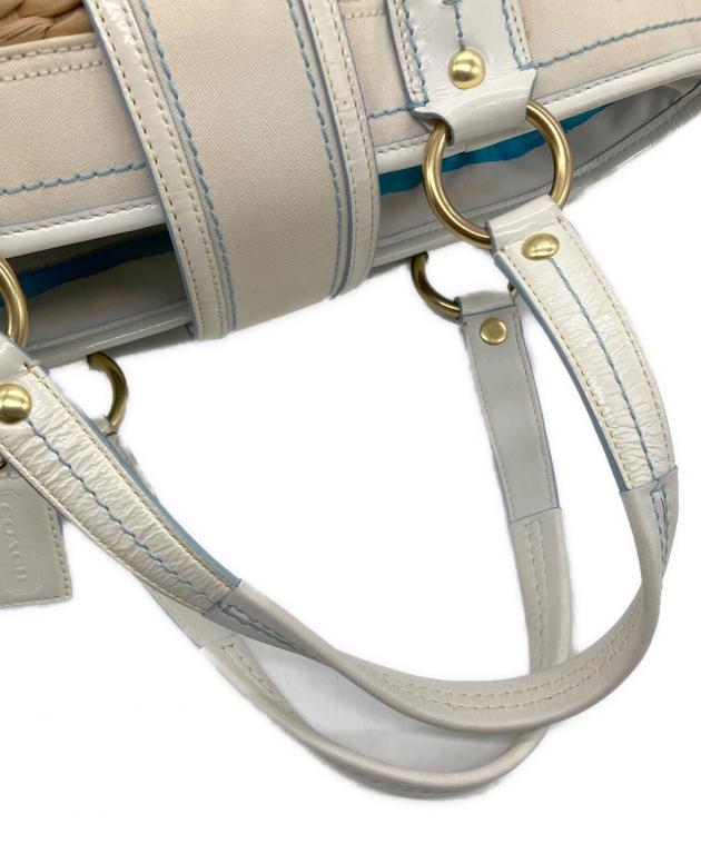中古・古着通販】COACH (コーチ) カゴバッグ ベージュ×ホワイト