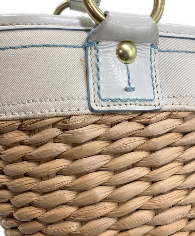 COACH かごバッグ ホワイト/ベージュ 中古・古着通販】COACH (コーチ) カゴバッグ ベージュ×ホワイト