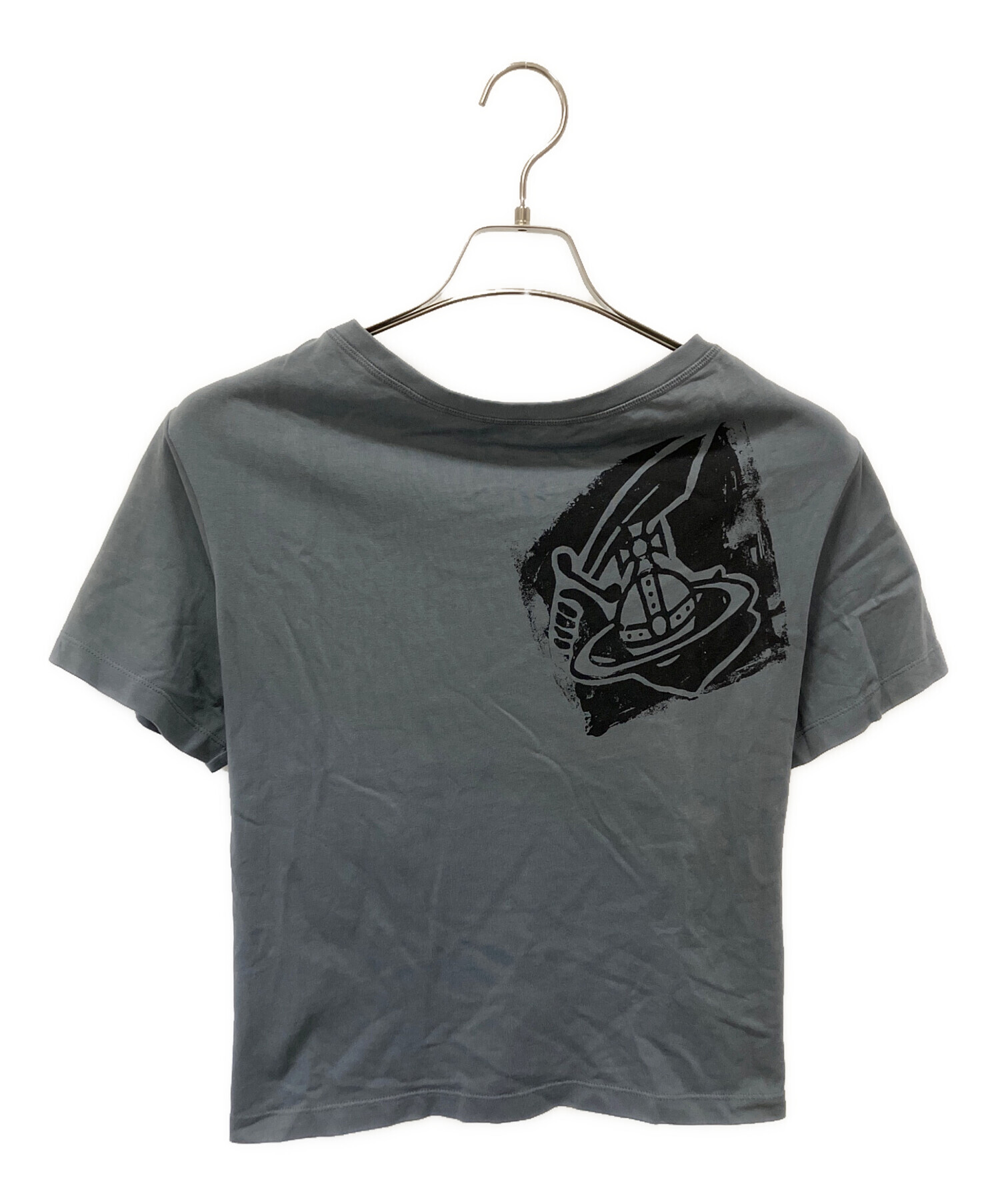 ヴィヴィアンウエストウッド　シャツ　グレー リサイクルジャージーオーバーダイファスナートップ（Tシャツ
