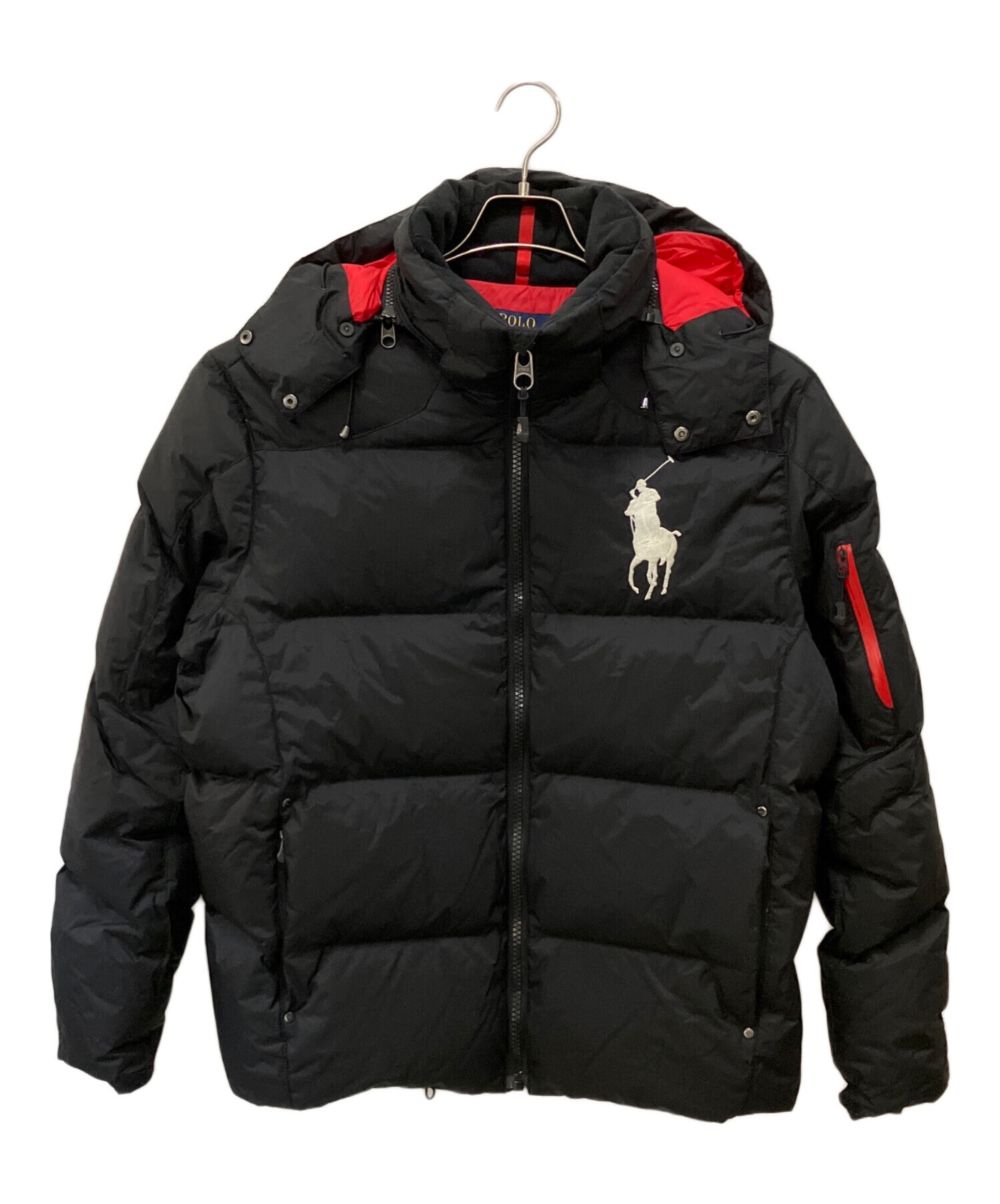 人気モデル XL ビッグポニー刺繍 ラルフローレン ダウンジャケット 黒x赤 中古・古着通販】POLO RALPH LAUREN (ポロ・ラルフローレン) ビッグ