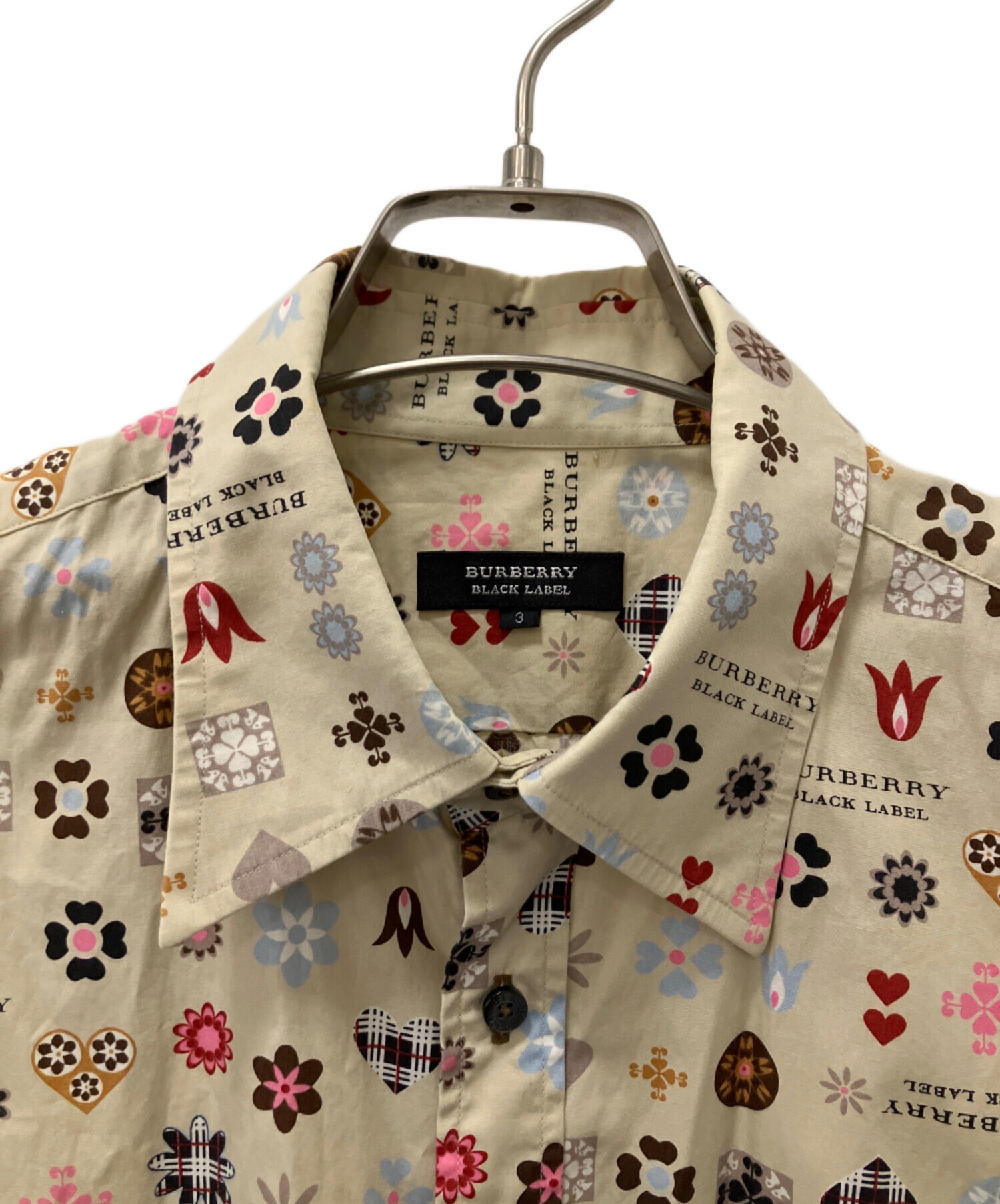 レア　希少　BURBERRY BLACK LABEL 小花柄半袖シャツ 中古・古着通販】BURBERRY BLACK LABEL (バーバリーブラックレーベル