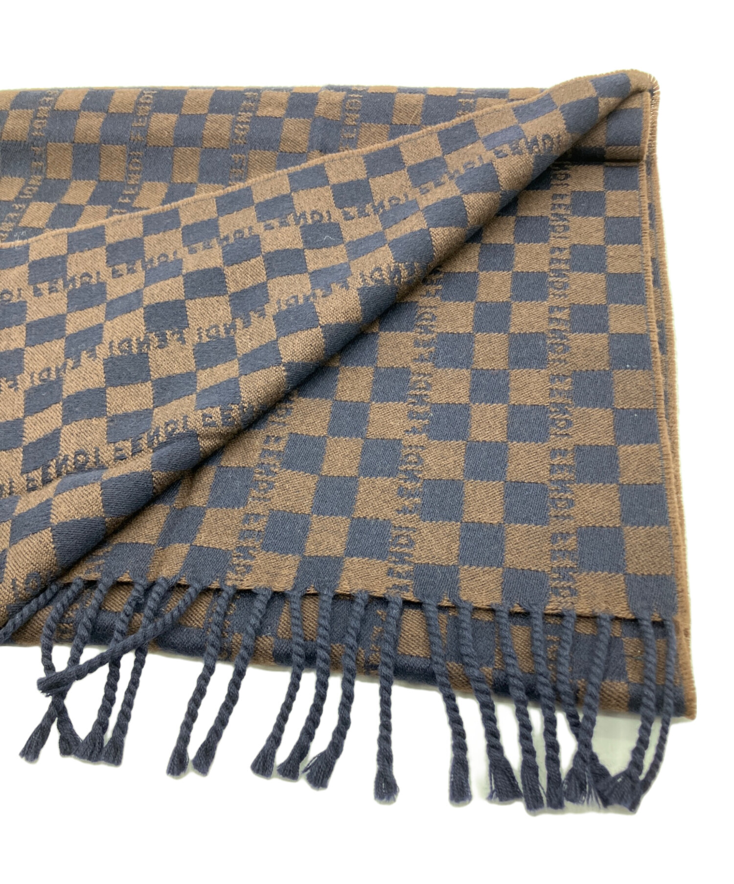FENDI シースルー スカーフ ブラウン ネイビー FENDI シースルー スカーフ ブラウン ネイビー FENDI シースルー