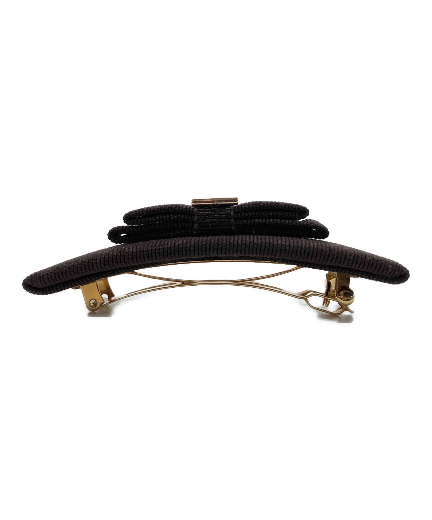 未使用♡Salvatore Ferragamo ダークブラウン　リボン　バレッタ 中古・古着通販】Salvatore Ferragamo (サルヴァトーレ フェラガモ