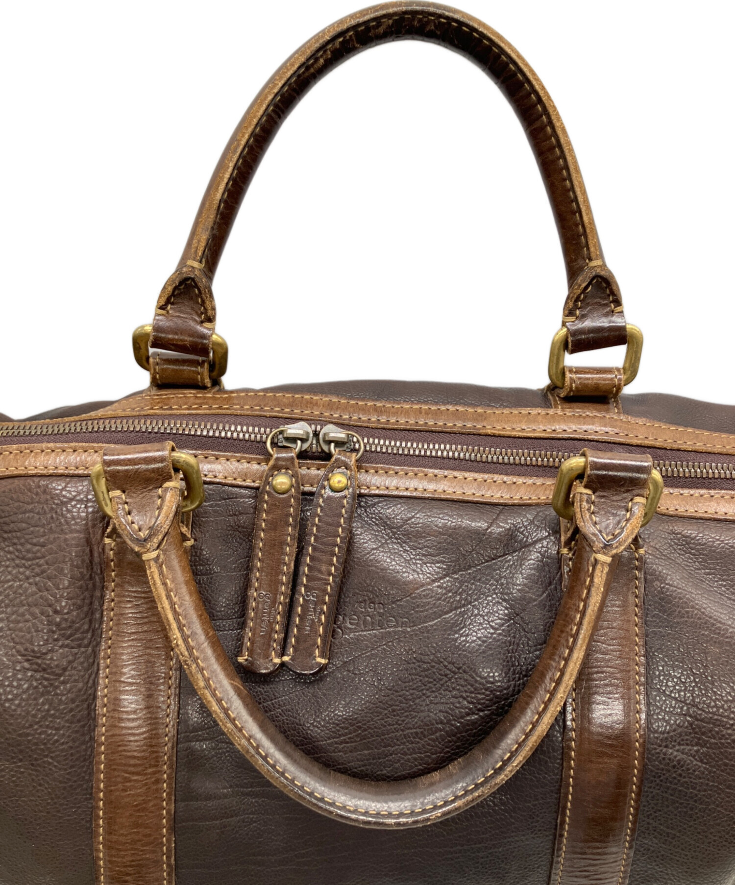 genten ブラウンレザー ボストンバッグ 中古・古着通販】genten (ゲンテン) レザーボストンバッグ ブラウン