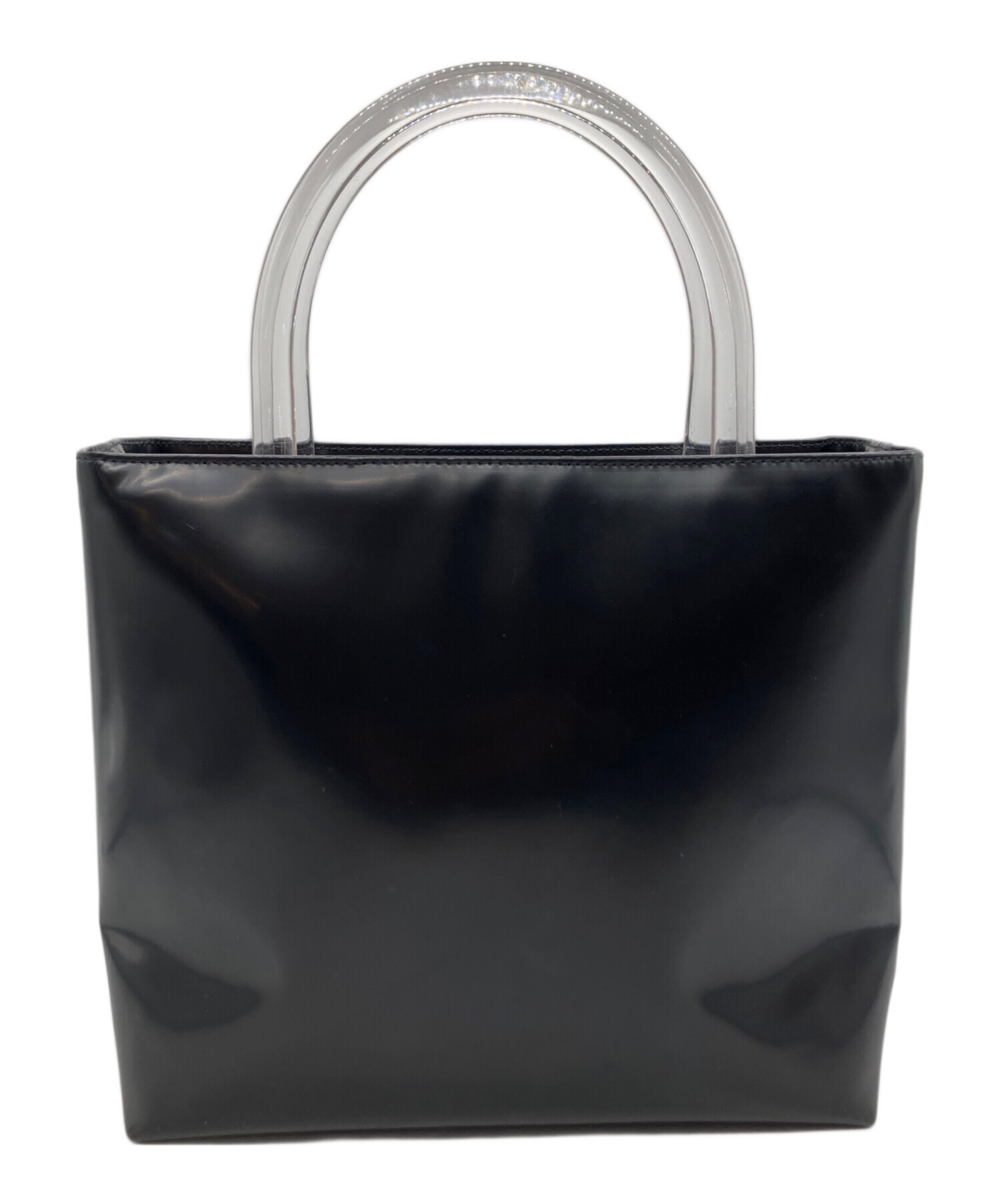 PRADA プラダ エナメル ハンドバッグ 中古・古着通販】PRADA (プラダ) エナメルハンドバッグ ブラック
