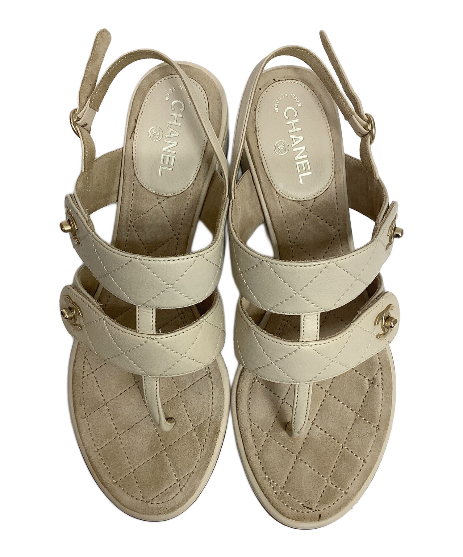 シャネル　サンダル　36ハーフ 中古・古着通販】CHANEL (シャネル) サンダル ベージュ サイズ:36