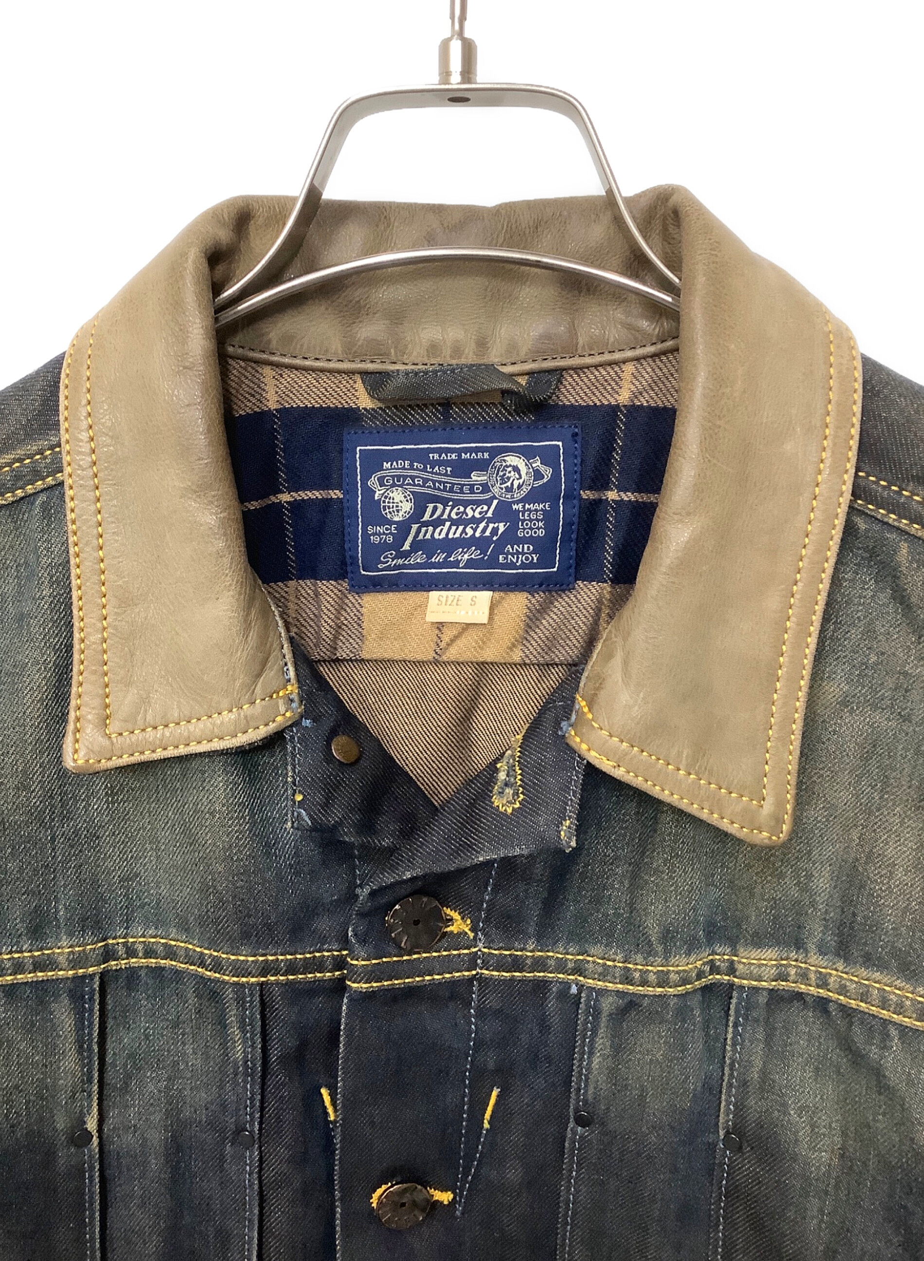 中古・古着通販】DIESEL (ディーゼル) レザー切替デニムジャケット