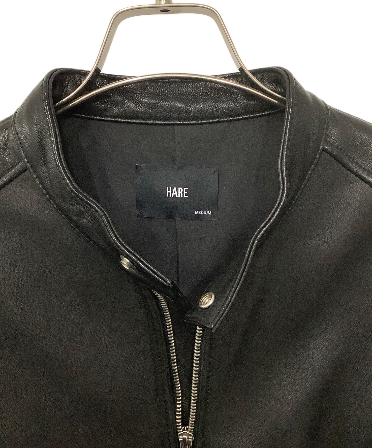 中古・古着通販】HARE (ハレ) シングルライダースジャケット ブラック