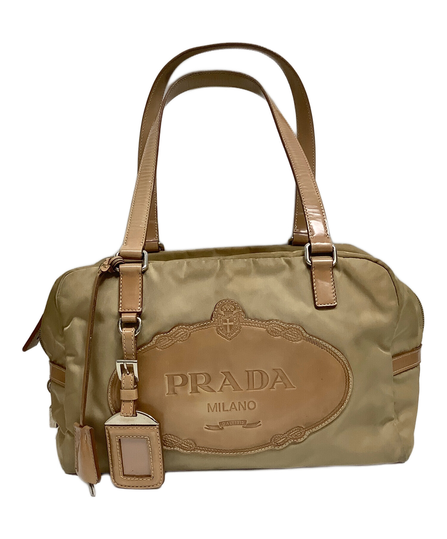 PRADA ナイロンハンドバッグベージュ