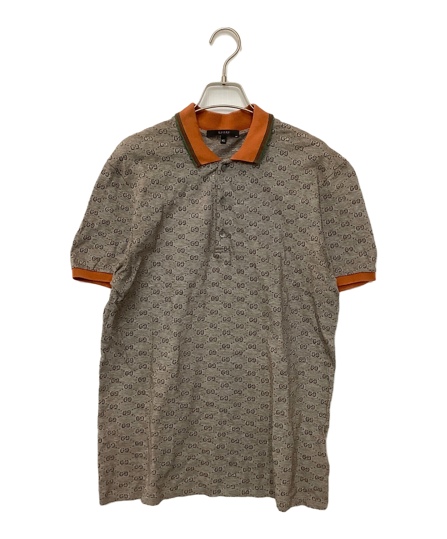 中古・古着通販】GUCCI (グッチ) 総柄ポロシャツ グレー×ブラウン 