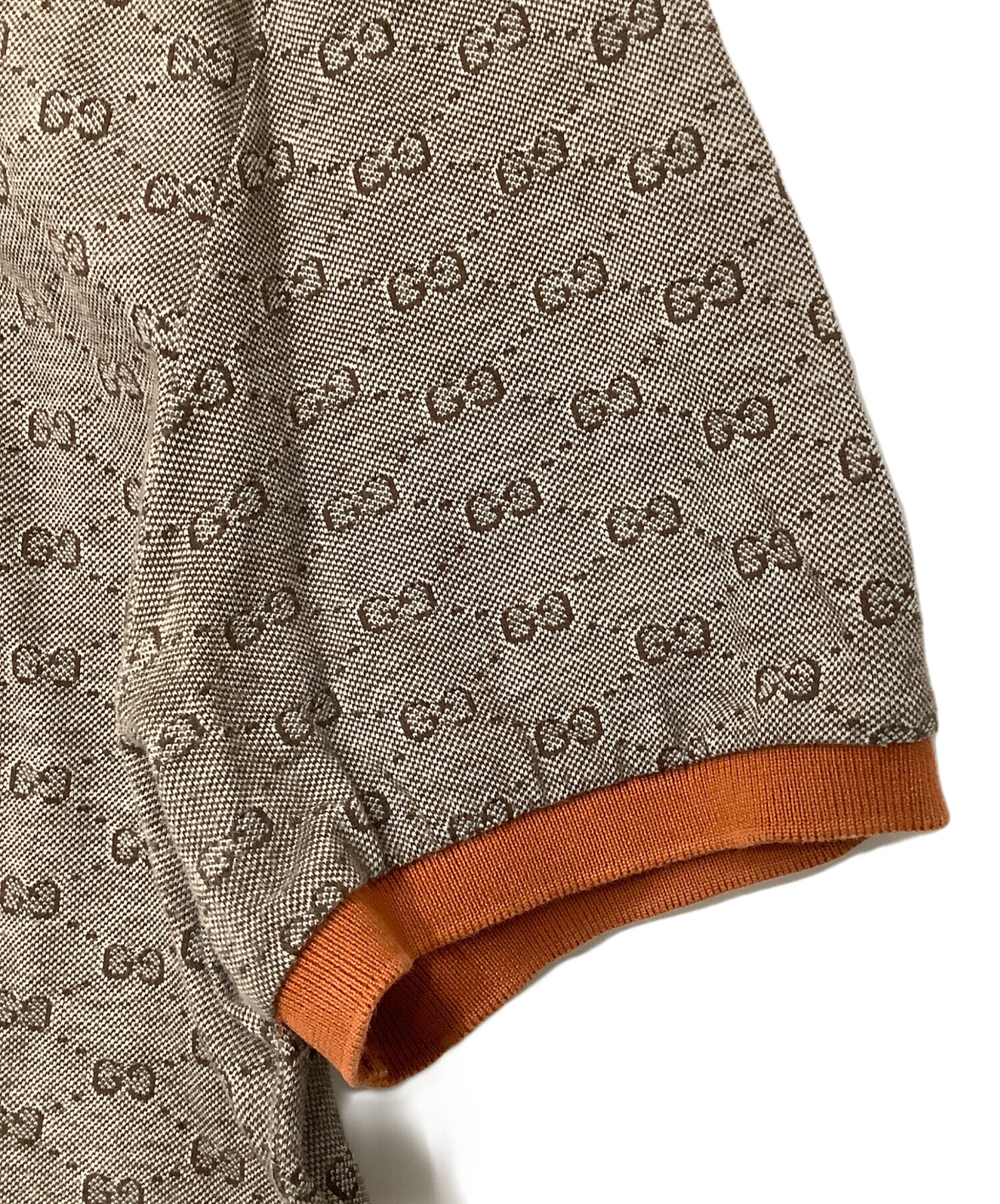 中古・古着通販】GUCCI (グッチ) 総柄ポロシャツ グレー×ブラウン 