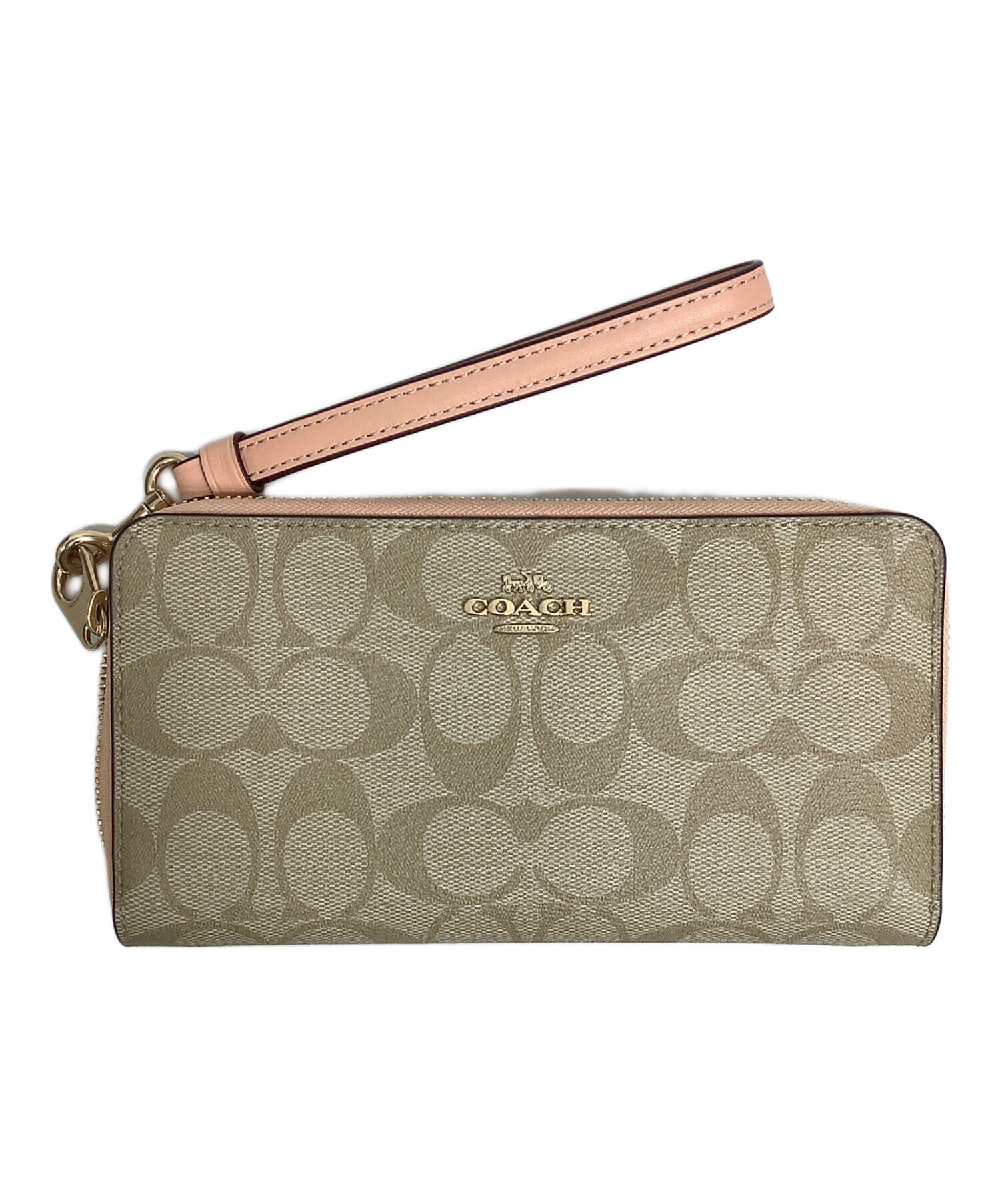 中古・古着通販】COACH (コーチ) ラウンドファスナー長財布 ベージュ 