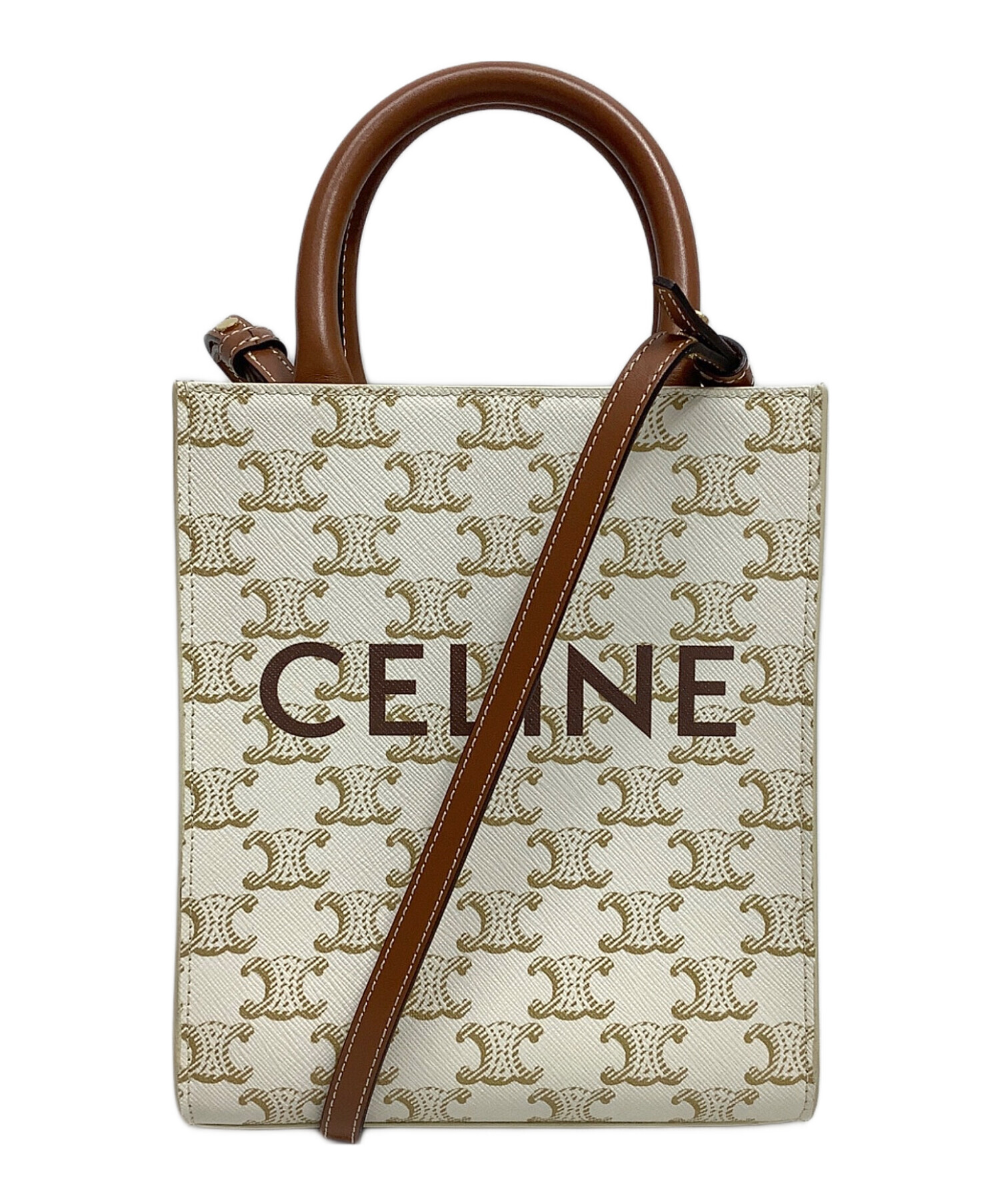 中古・古着通販】CELINE (セリーヌ) 2WAYバッグ ホワイト×ブラウン 