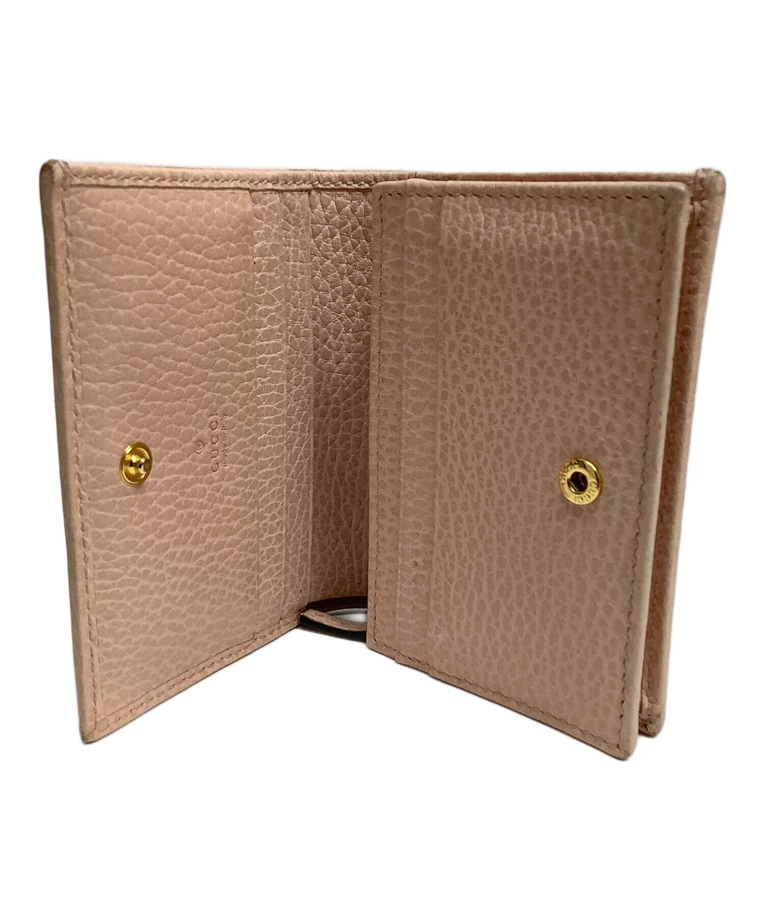 GUCCI グッチ 二つ折り財布 ベージュ サーモンピンク 中古 GUCCI（グッチ） 【値下げ交渉可】GUCCI 二つ折り財布 ベージュ