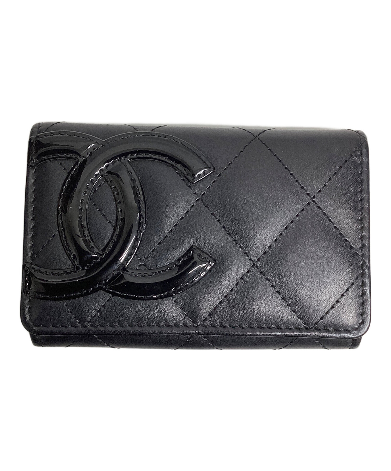 CHANEL ブラックレザー ケース 中古・古着通販】CHANEL (シャネル) カードケース ブラック｜ブランド