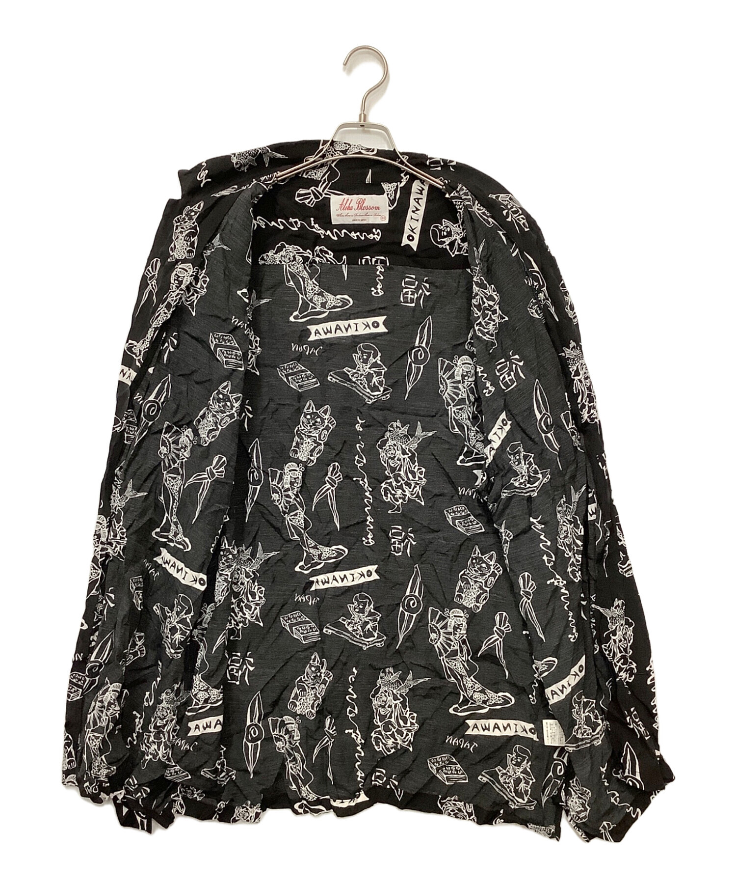 アロハブロッサム　ハイヒール柄シャツ　モノトーン　白黒48