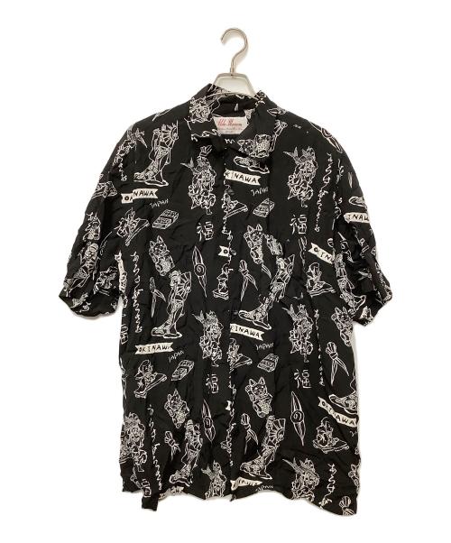 アロハブロッサム　ハイヒール柄シャツ　モノトーン　白黒48