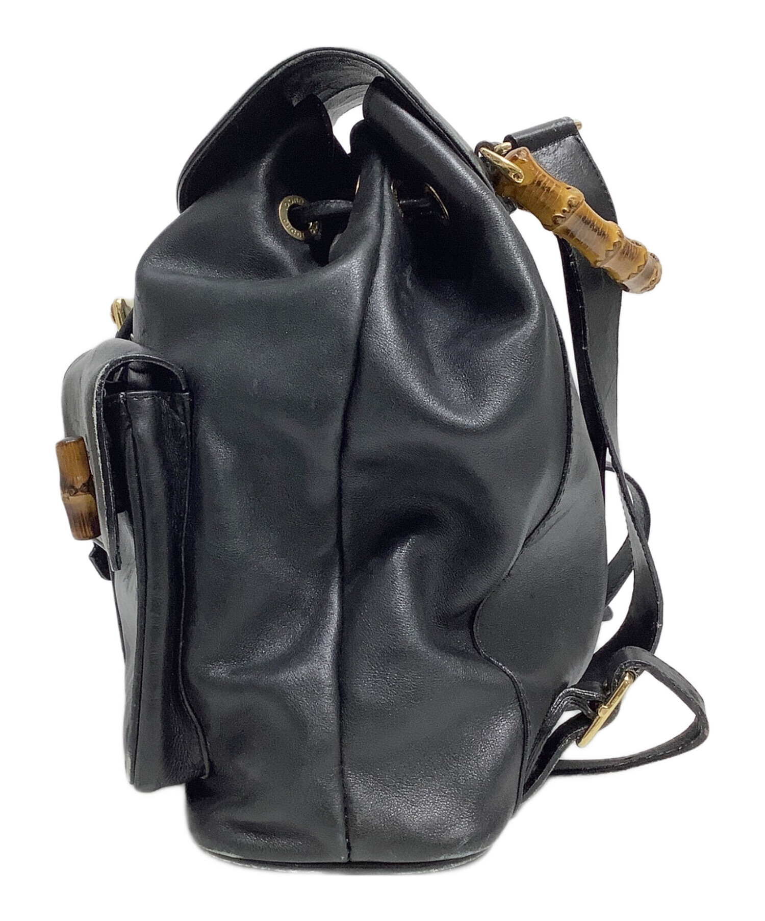 中古・古着通販】GUCCI (グッチ) バンブーレザーバックパック ブラック 