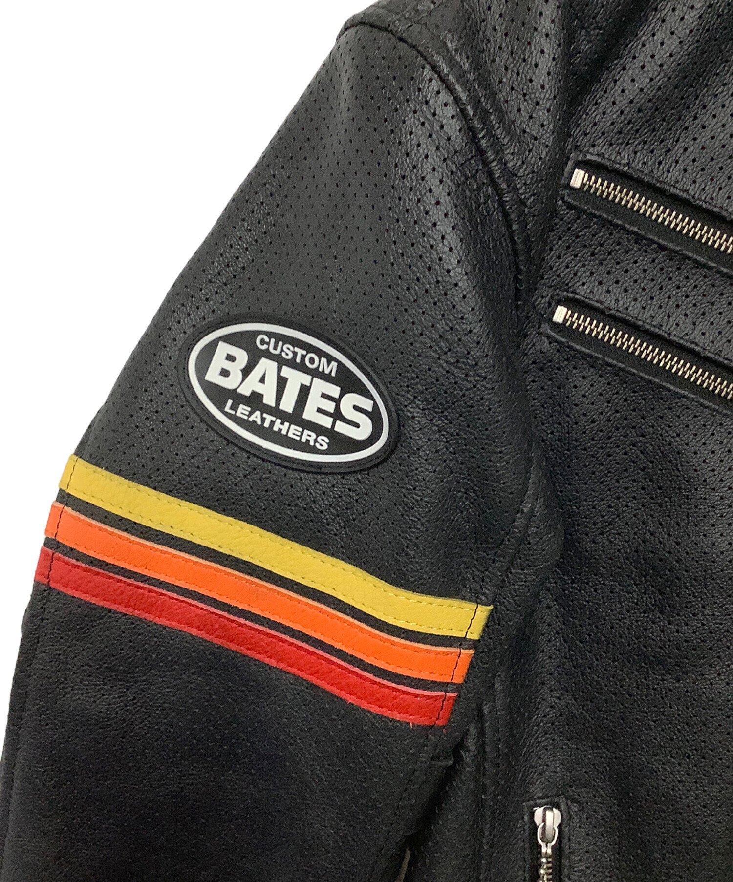 中古・古着通販】BATES (ベイツ) パンチングレザージャケット ブラック