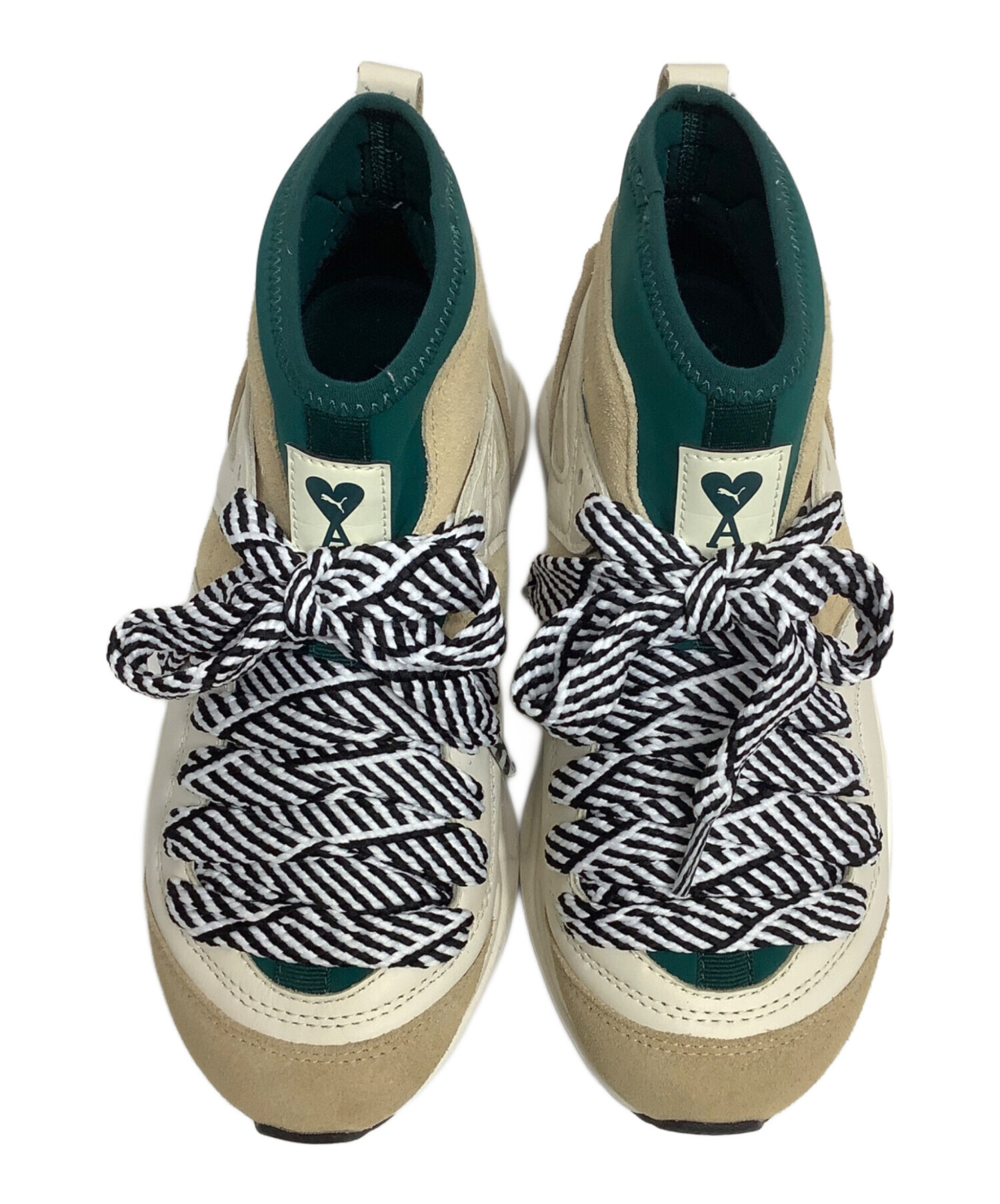プーマ　アミパリス　コラボスニーカー ベージュ　グリーン　ハイカット 中古・古着通販】PUMA (プーマ) ami (アミ) ハイカット
