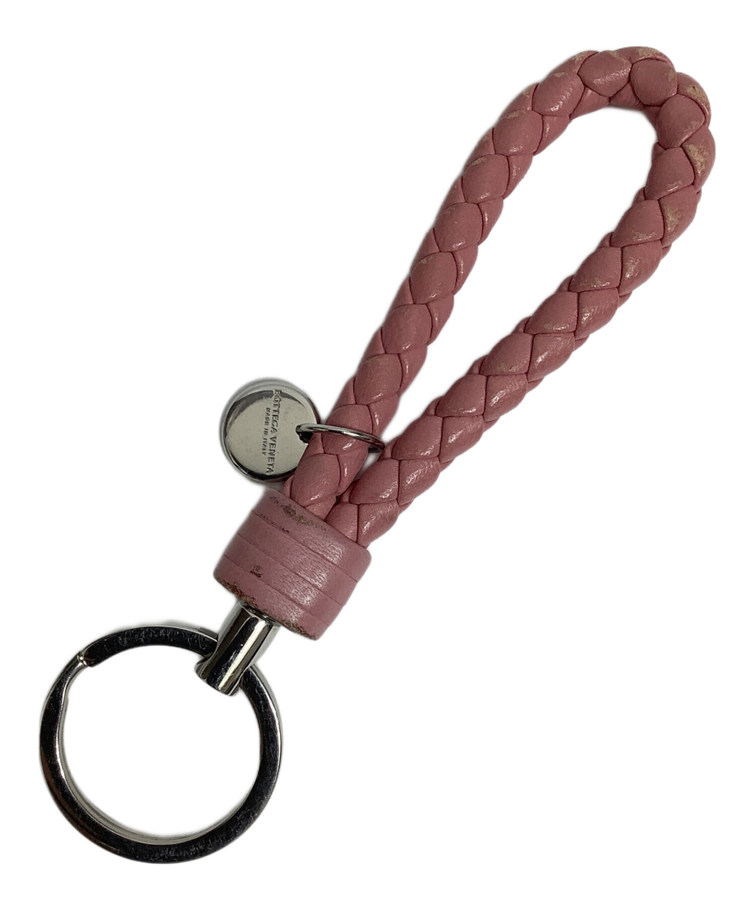 ボッテガ ヴェネタ イントレチャート キーリング キーホルダー ピンク タグ付 中古・古着通販】BOTTEGA VENETA (ボッテガベネタ) キーリング ピンク