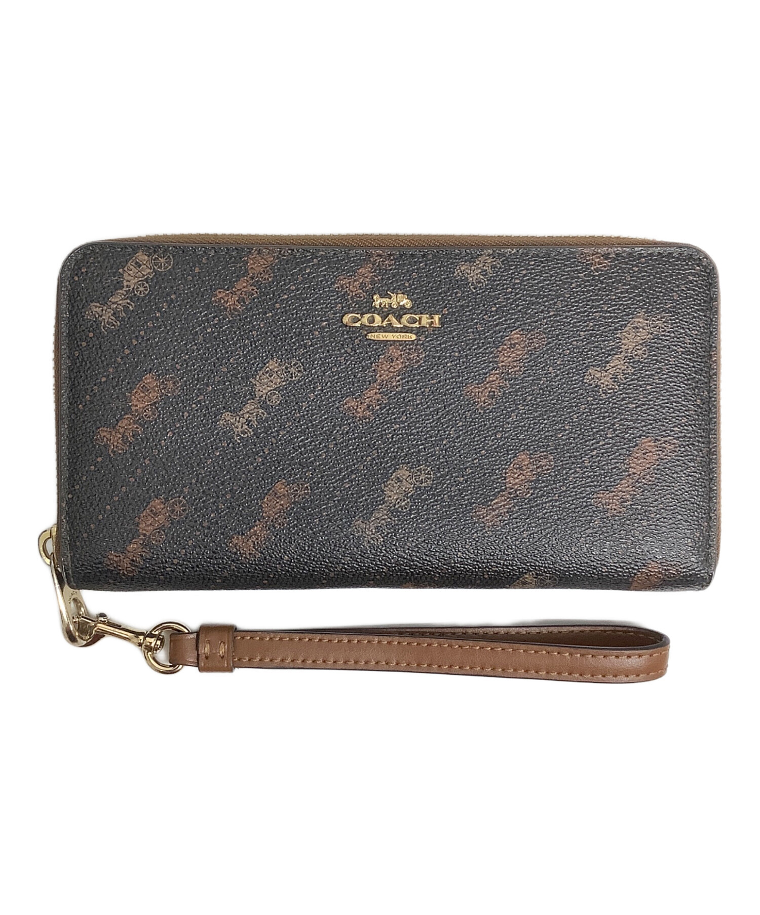 中古・古着通販】COACH (コーチ) 長財布 ブラック×ベージュ｜ブランド 